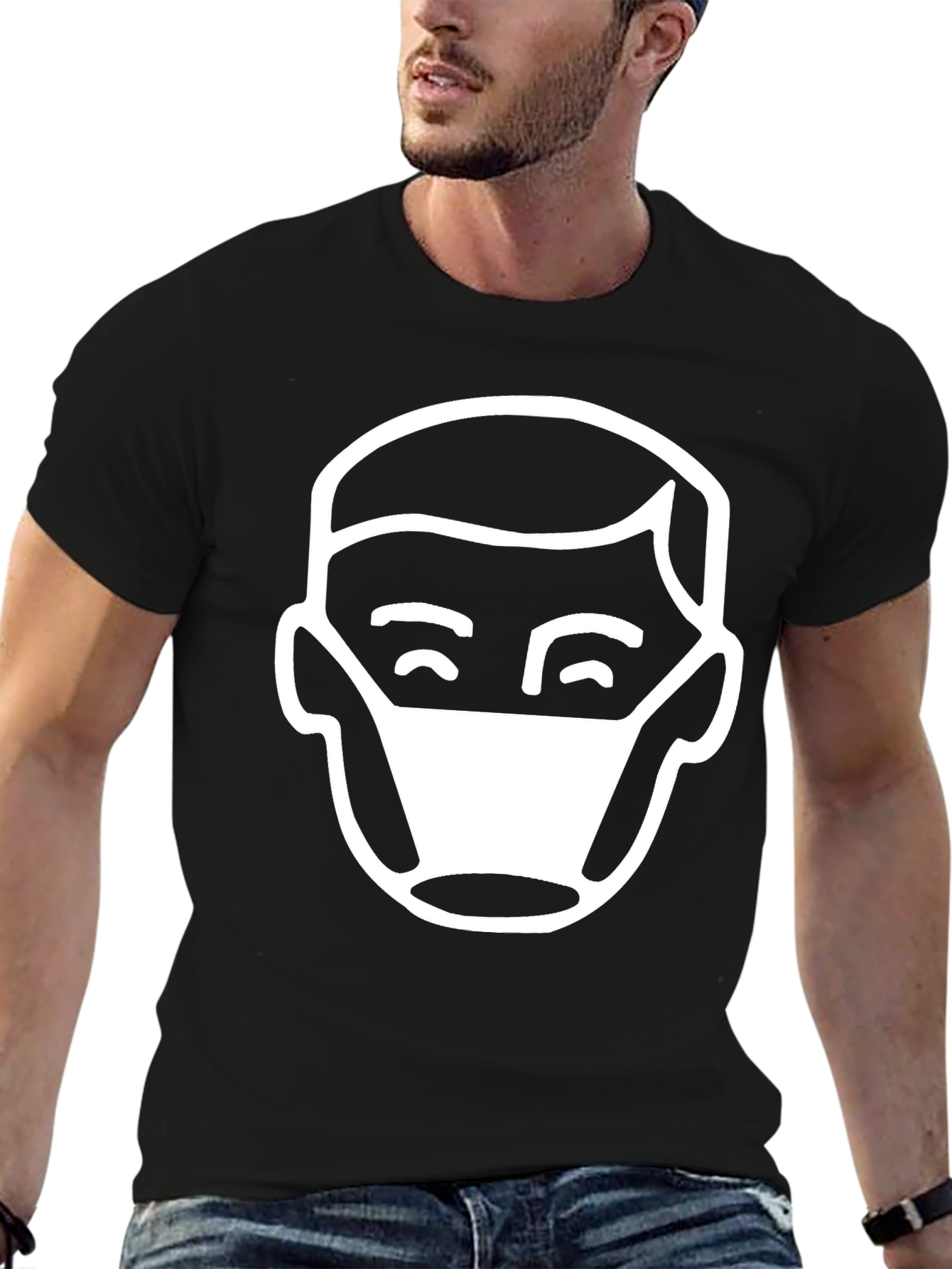 Masked Man Graphic Tee - Black Casual T-Shirt