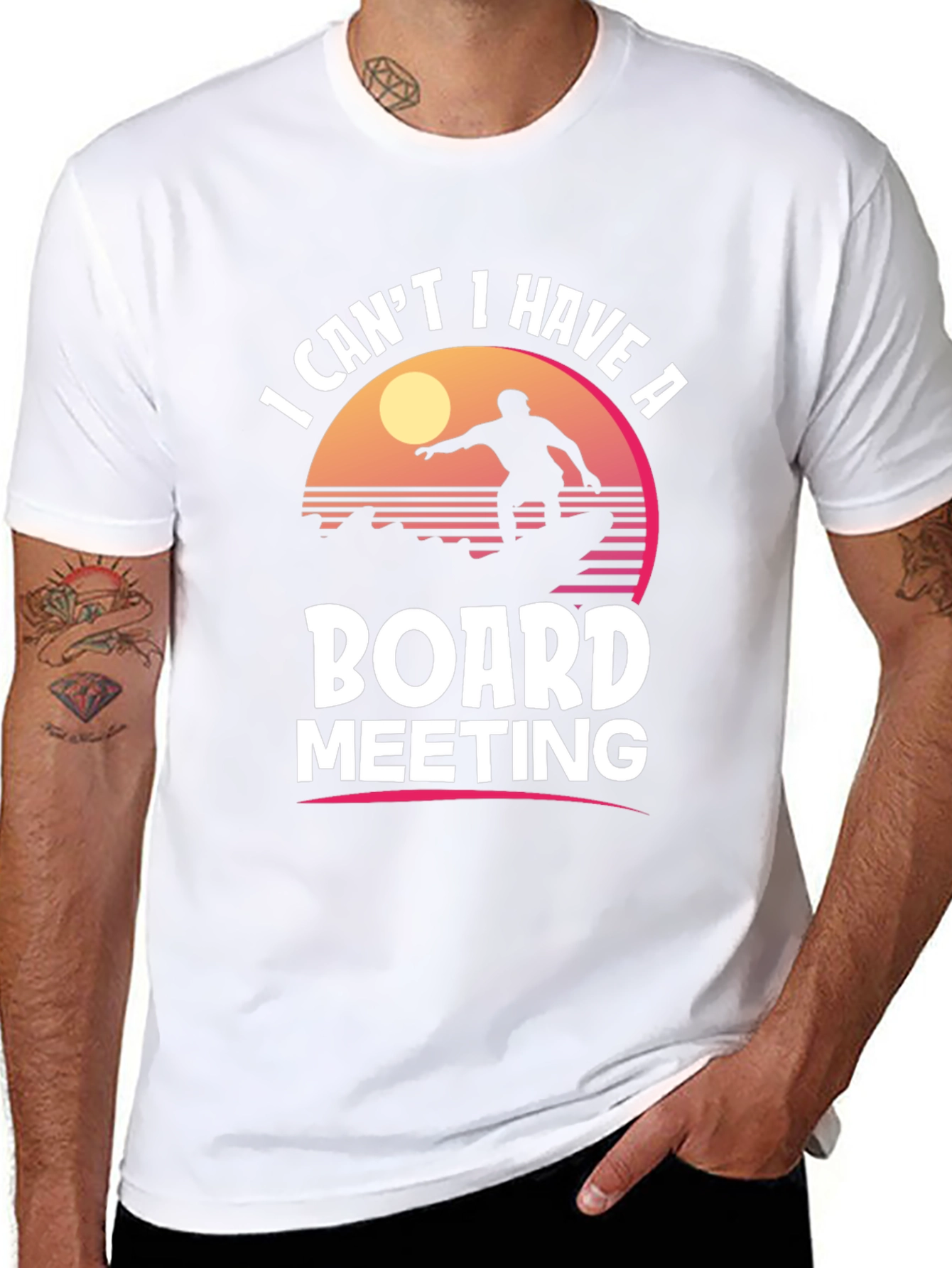 Board Meeting Surfer T-Shirt - Novelty Graphic Tee