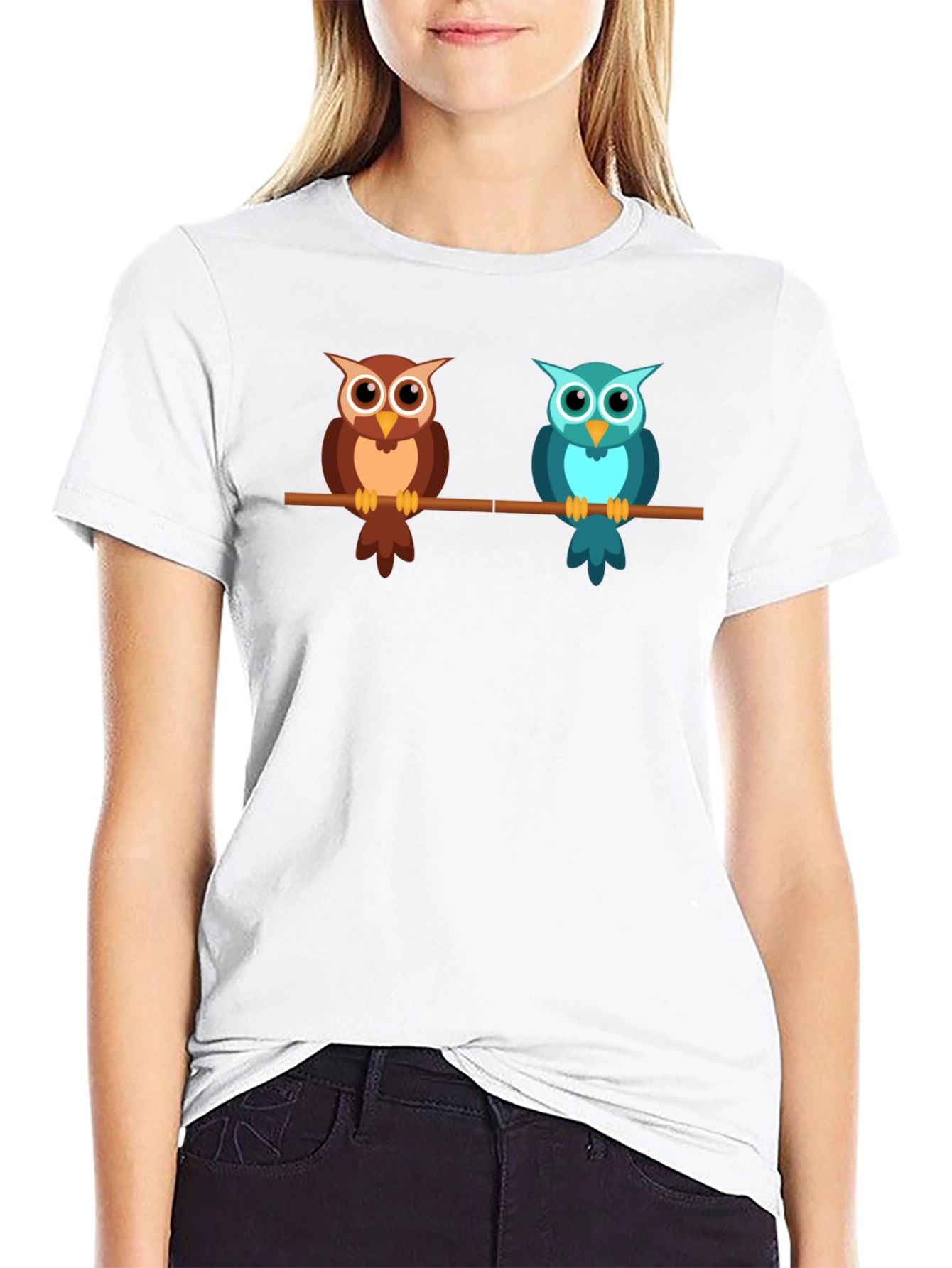 Cute Owls on a Branch Graphic T-Shirt