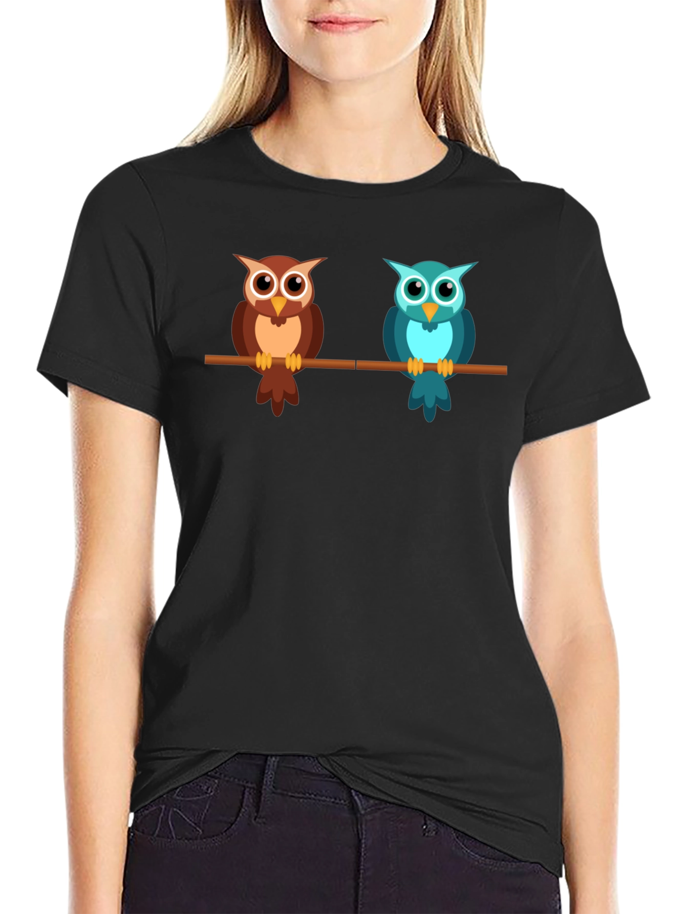 Cute Owls on a Branch Graphic T-Shirt