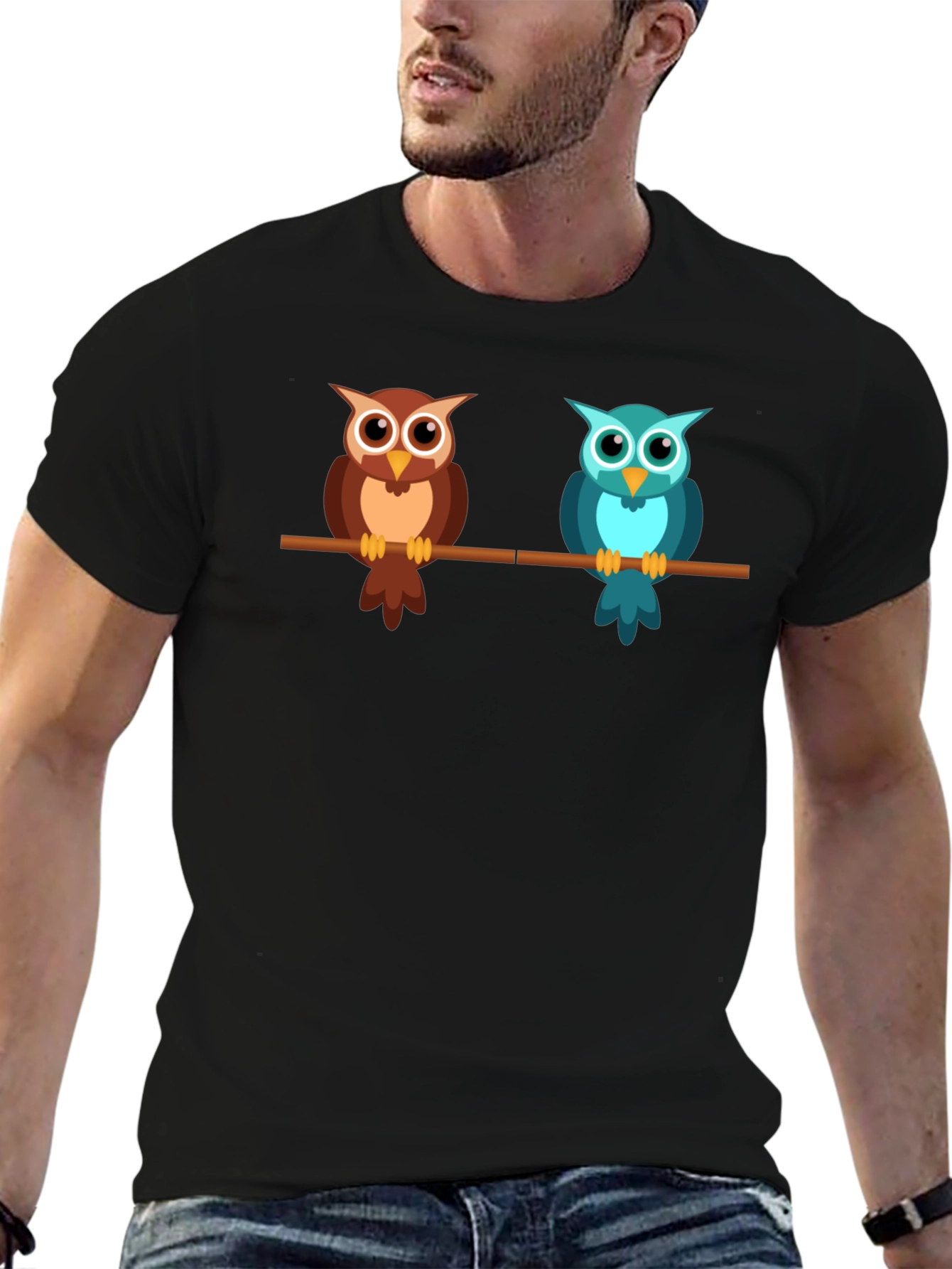 Cute Owls on a Branch Graphic T-Shirt