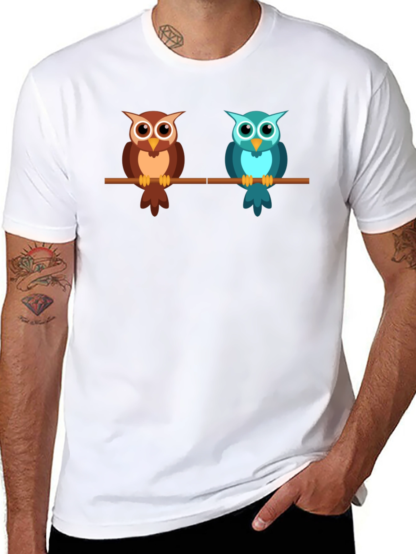 Cute Owls on a Branch Graphic T-Shirt