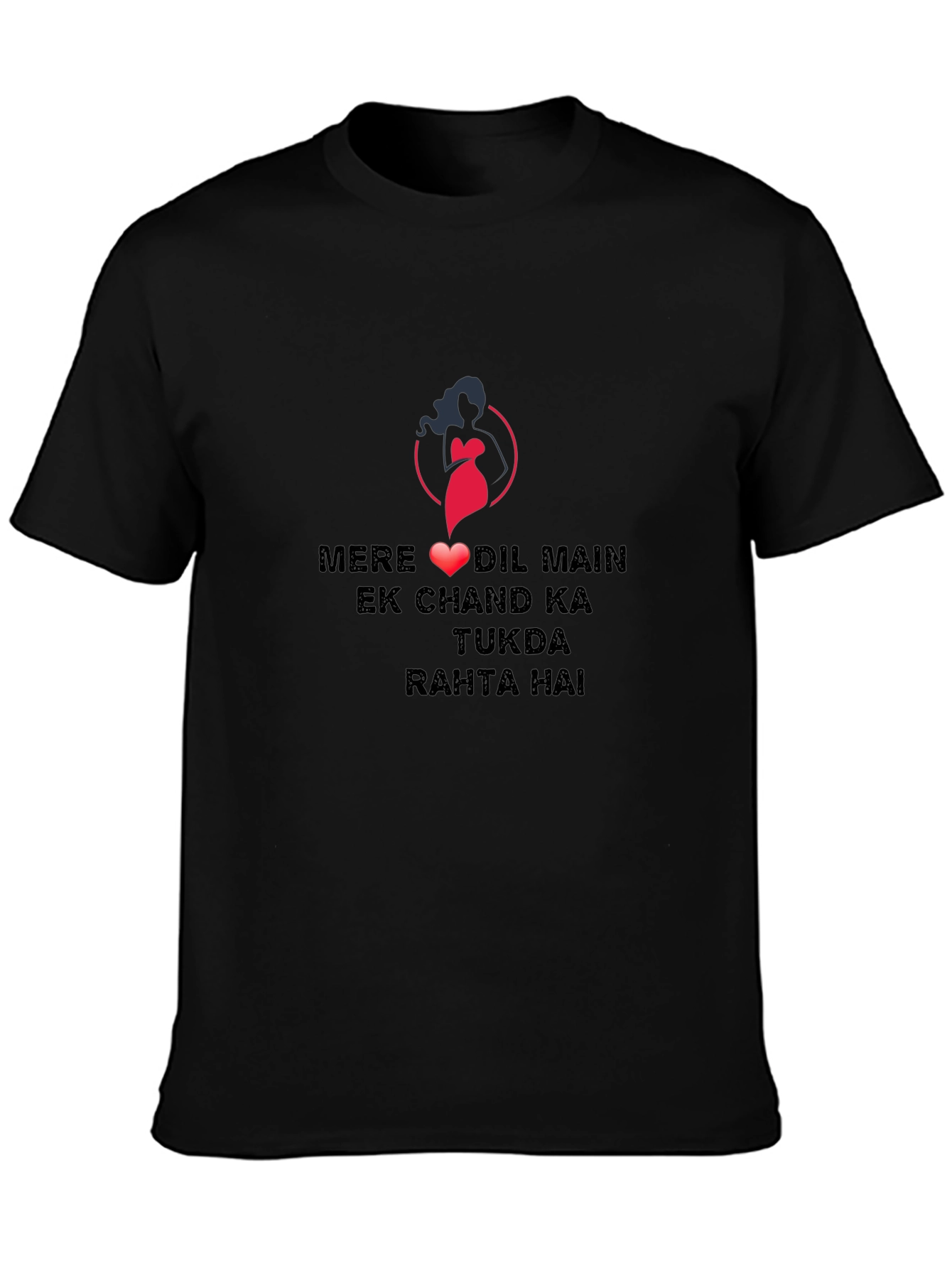 Black Graphic Tee - Romantic Hindi Love Quote Design