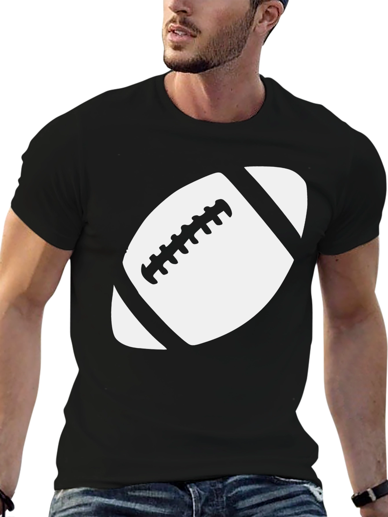 Football Graphic T-Shirt - Black Casual Tee