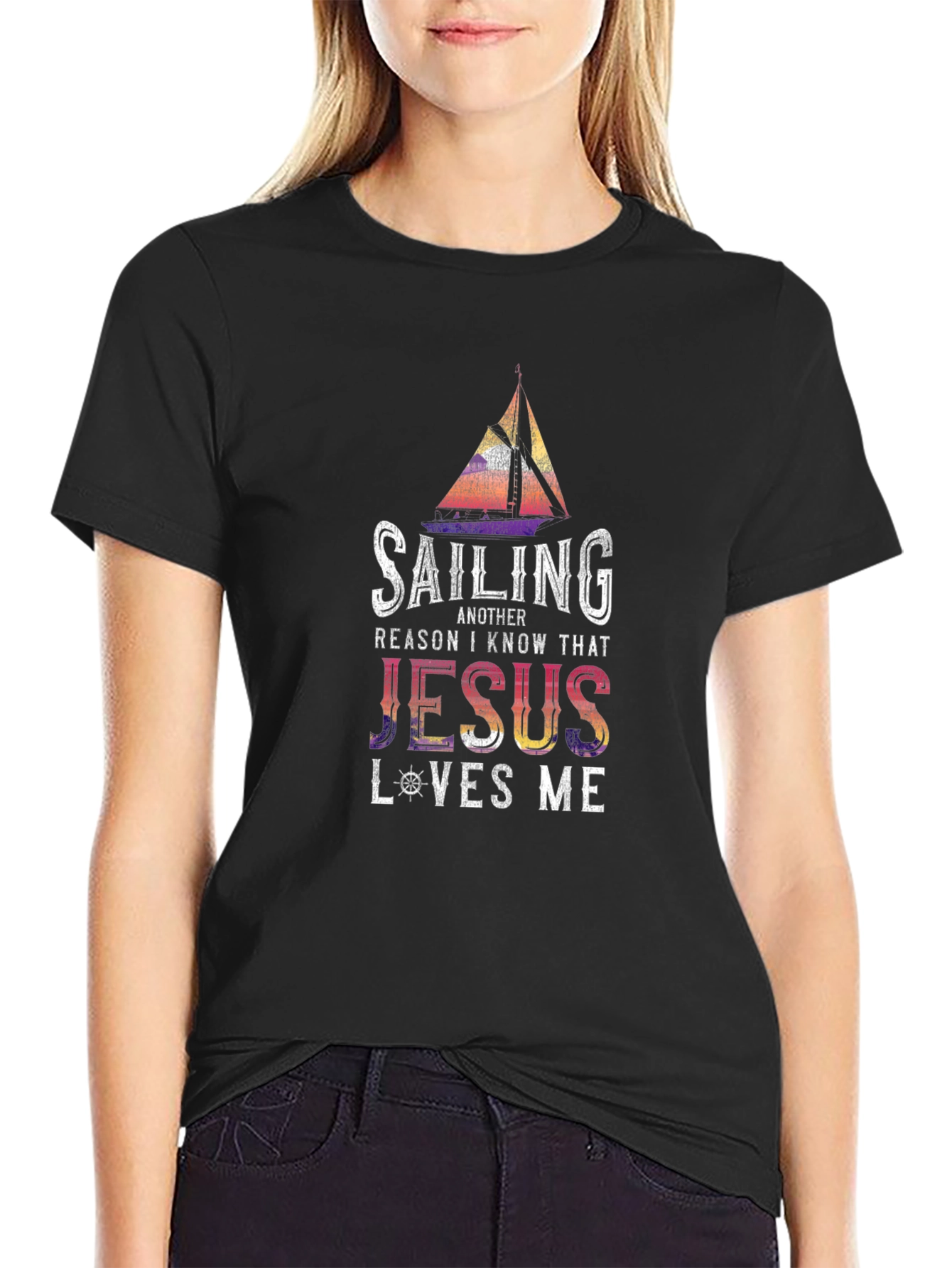 Sailing Jesus Loves Me Graphic Tee