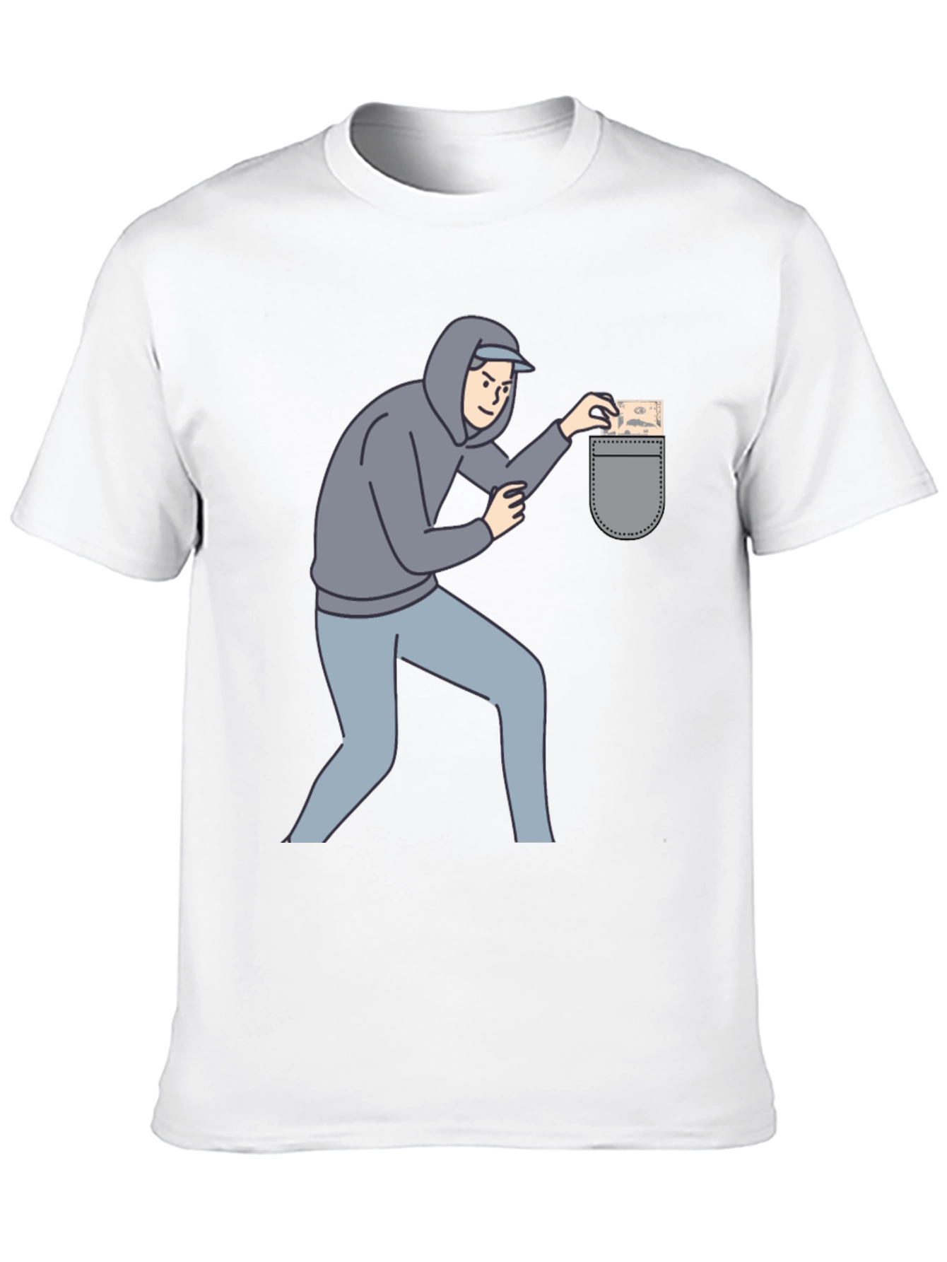 Funny Pickpocket Graphic Tee - Black Cotton Blend Shirt