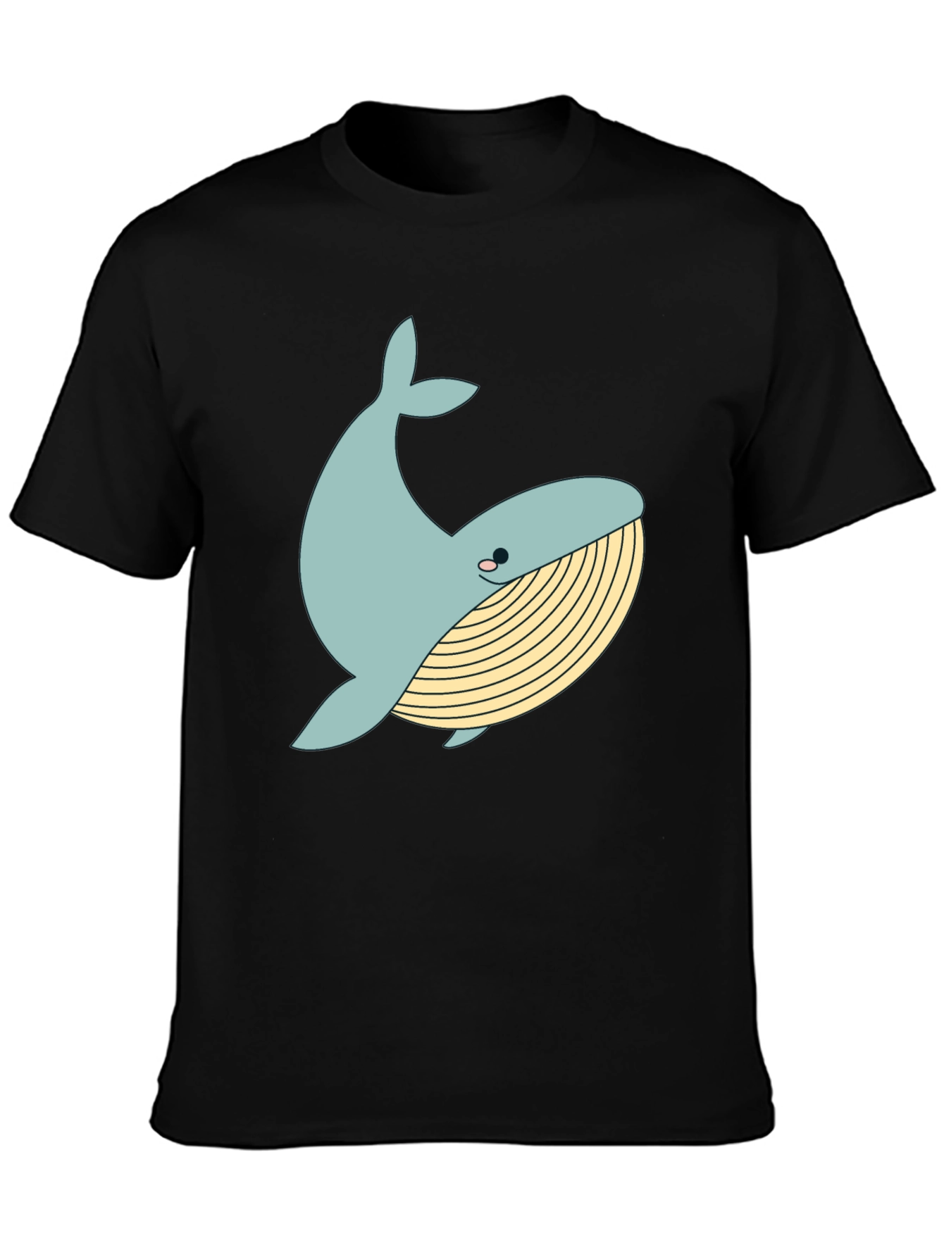 Whimsical Whale Graphic Tee - Black Cotton Blend