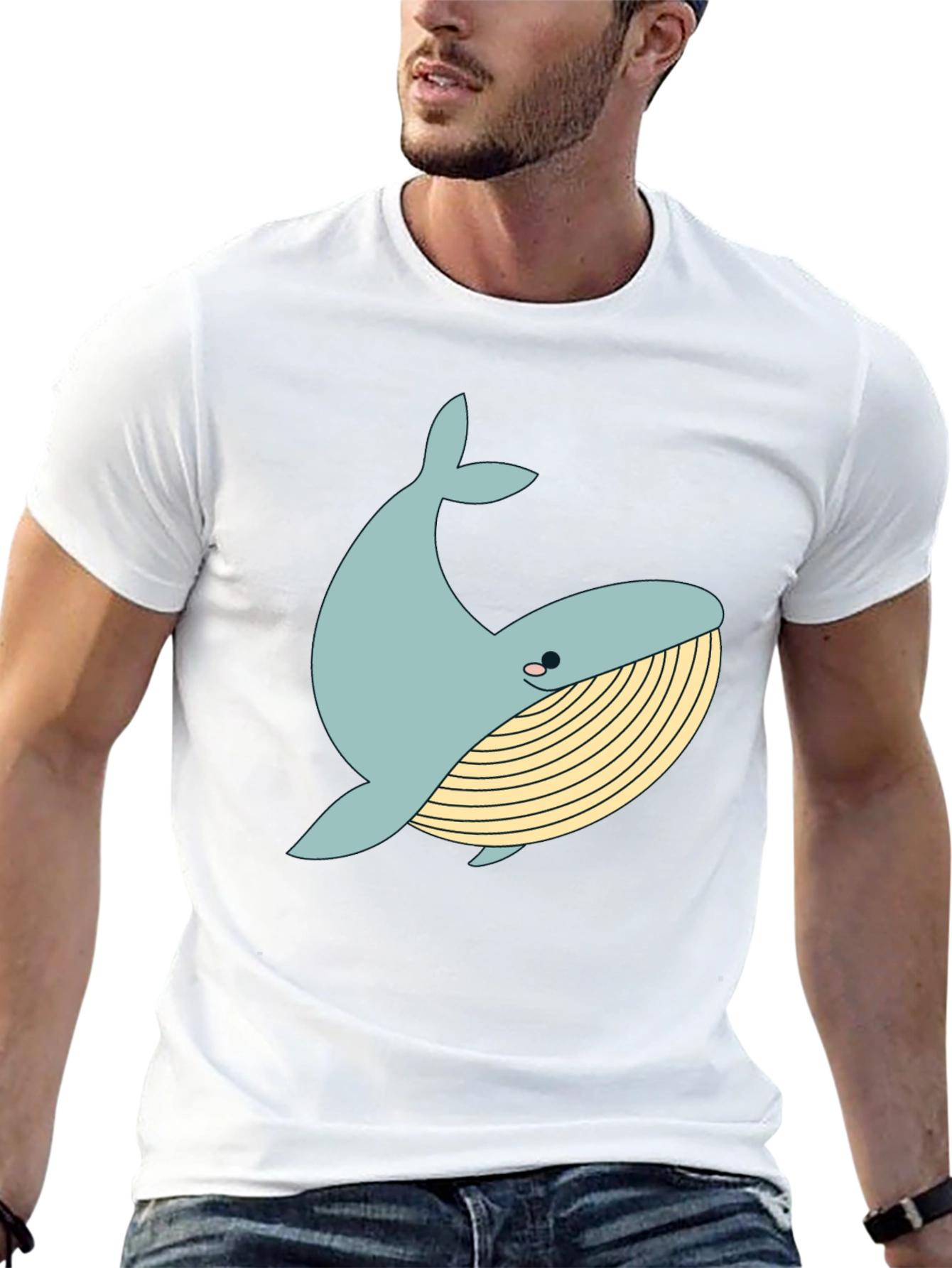 Whimsical Whale Graphic Tee - Black Cotton Blend