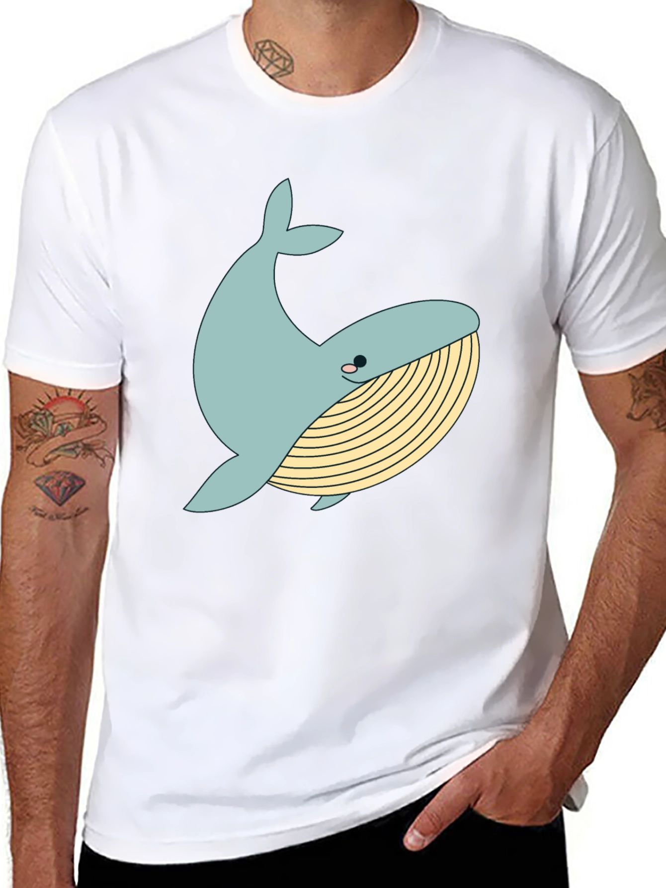 Whimsical Whale Graphic Tee - Black Cotton Blend