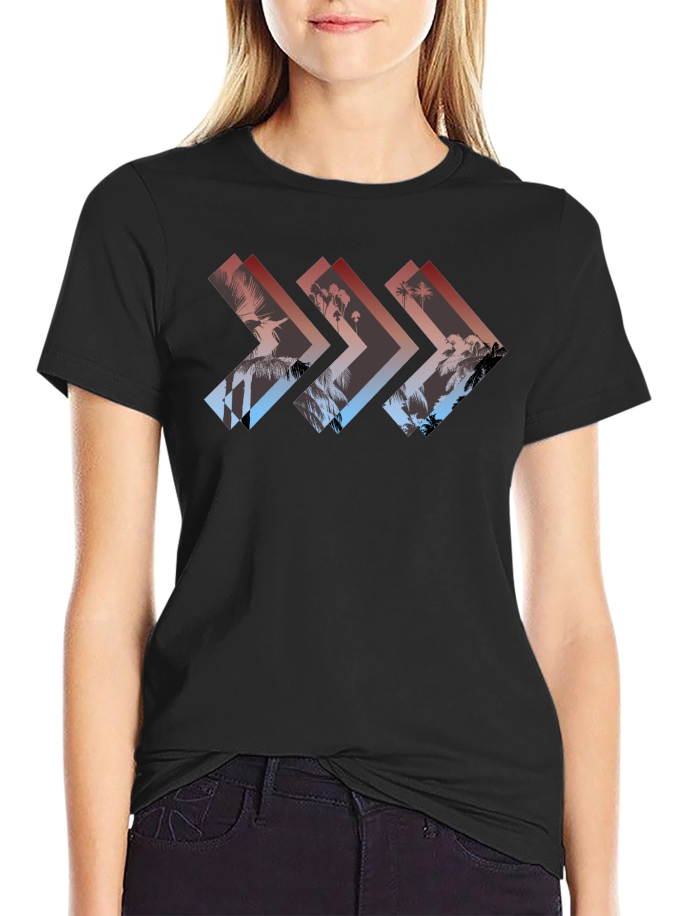 Tropical Arrow Graphic Tee - Black T-Shirt