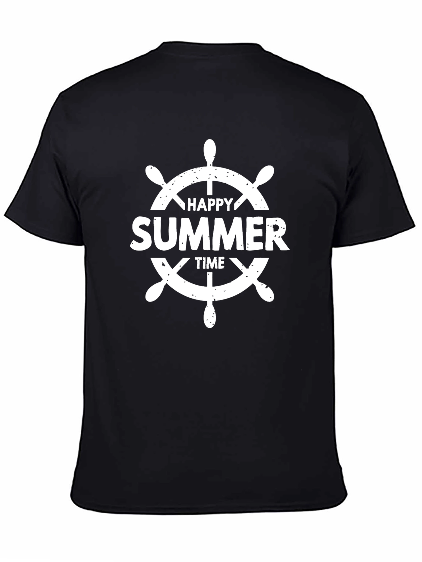 Happy Summer Time T-Shirt - Black Casual Tee