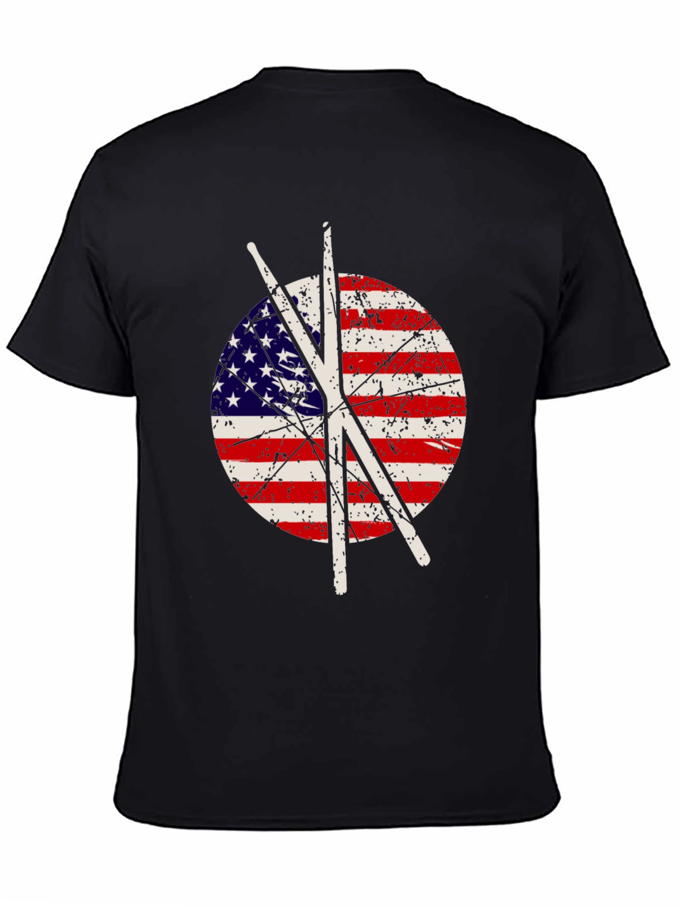 Patriotic Drummer T-Shirt - USA Flag Drumsticks