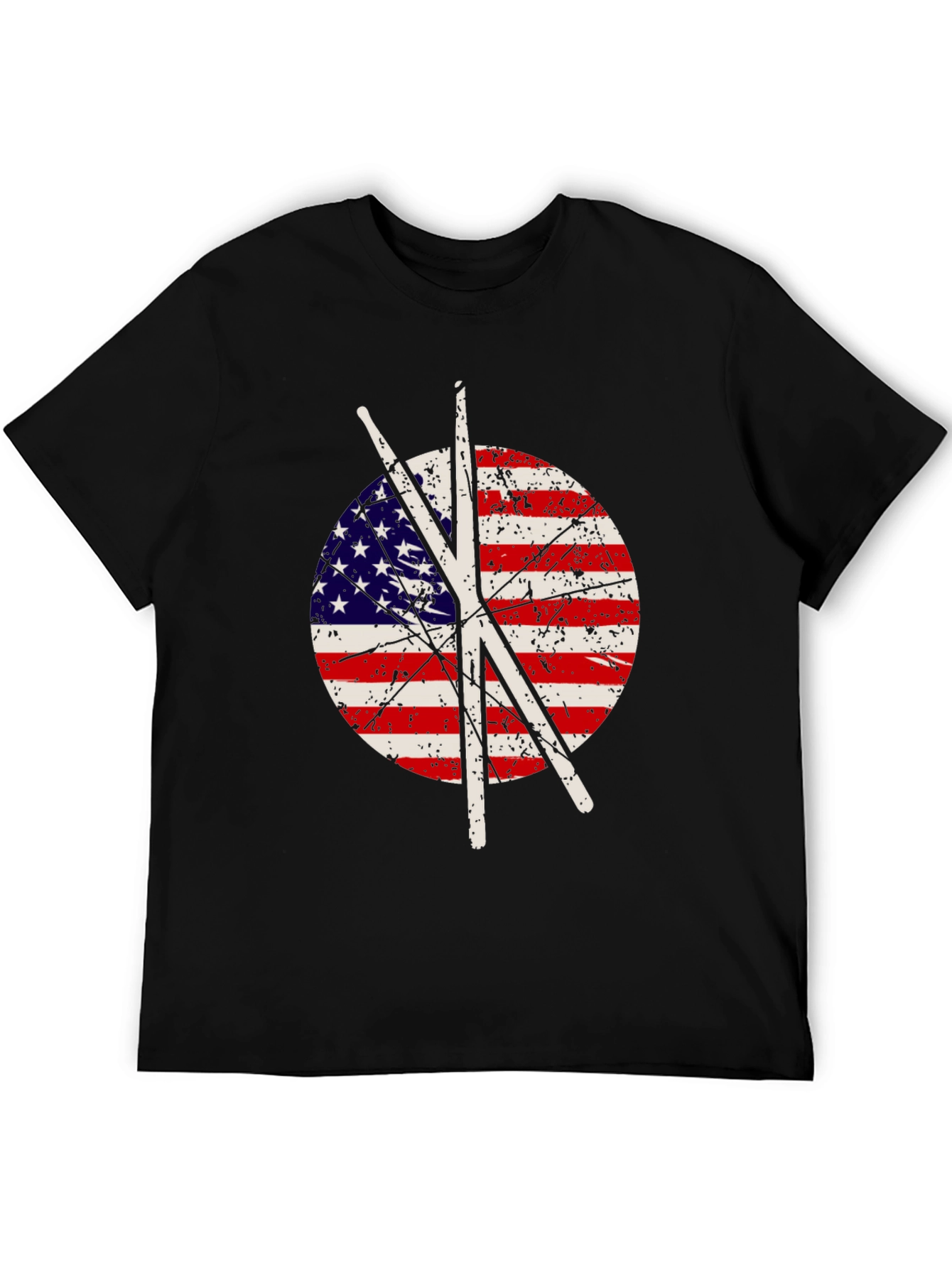Patriotic Drummer T-Shirt - USA Flag Drumsticks