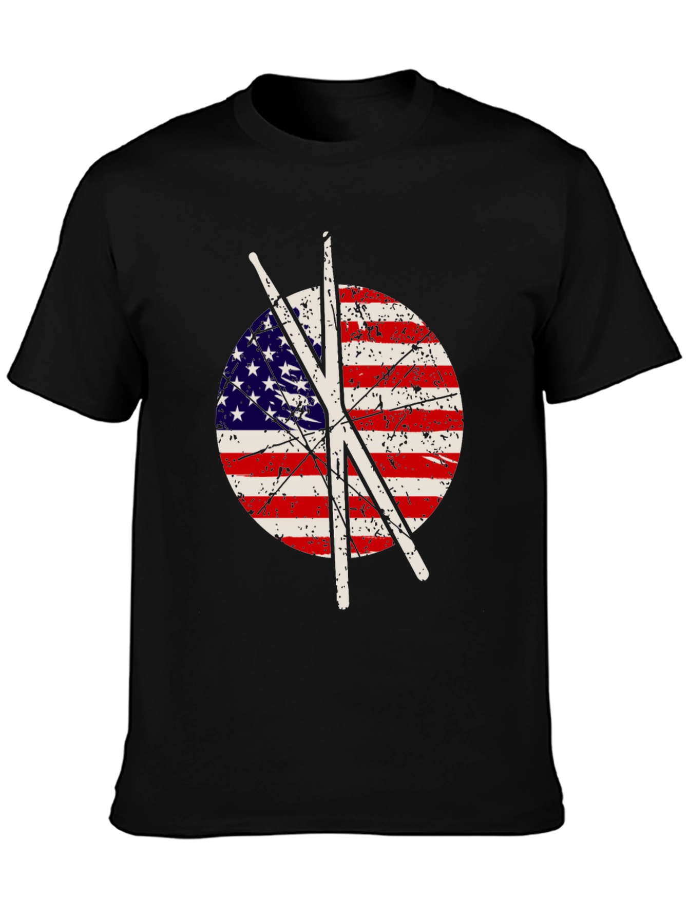 Patriotic Drummer T-Shirt - USA Flag Drumsticks
