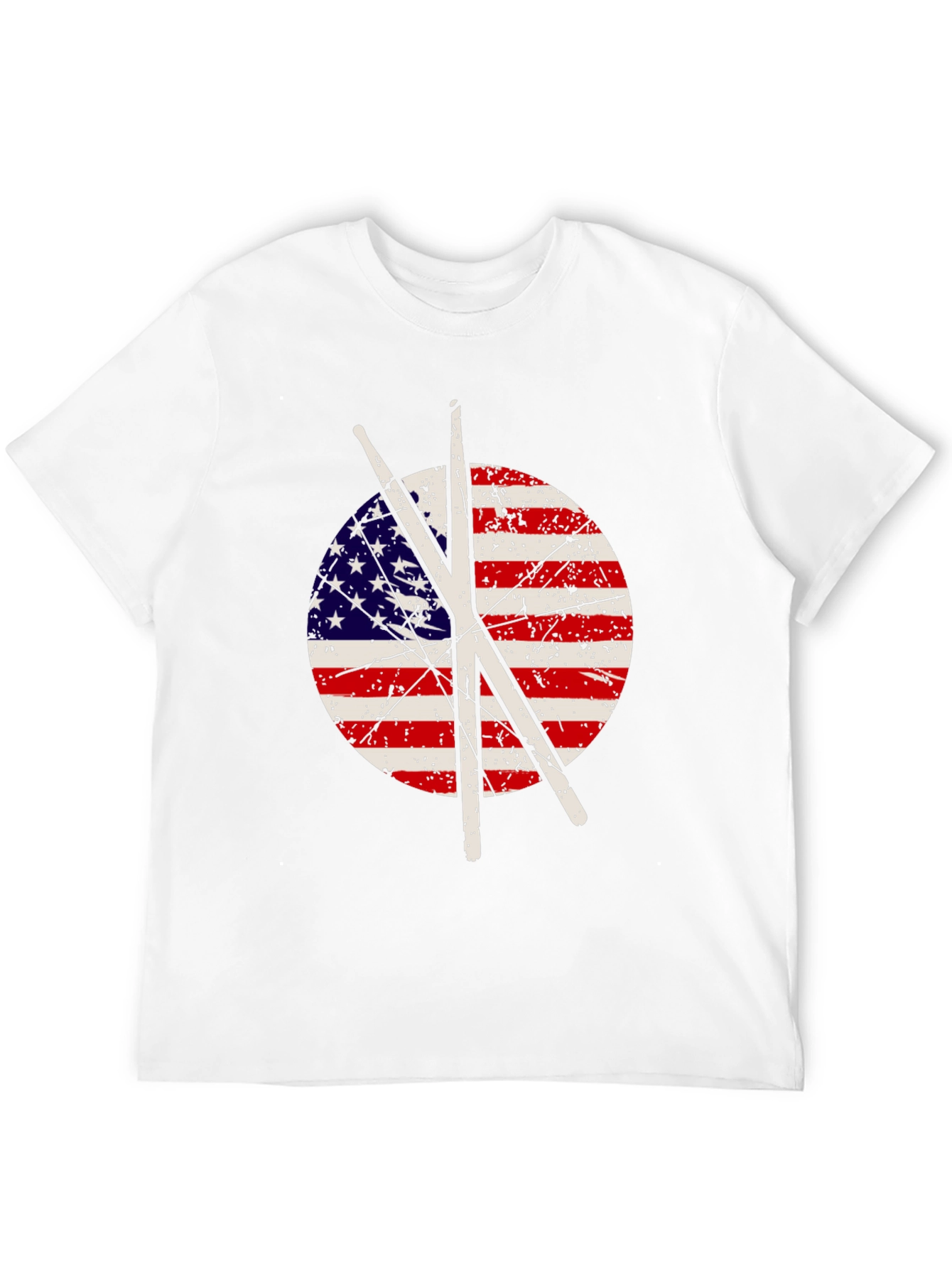 Patriotic Drummer T-Shirt - USA Flag Drumsticks