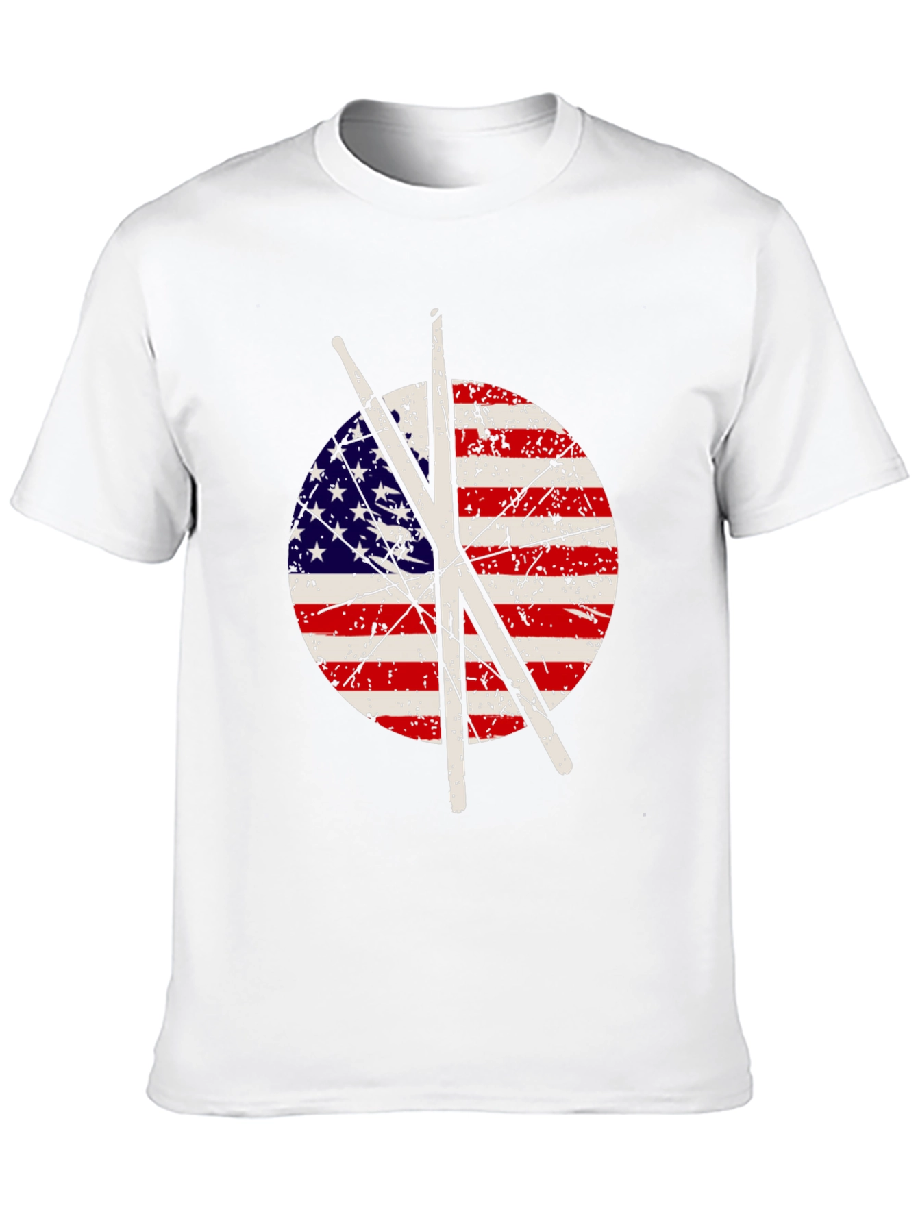 Patriotic Drummer T-Shirt - USA Flag Drumsticks