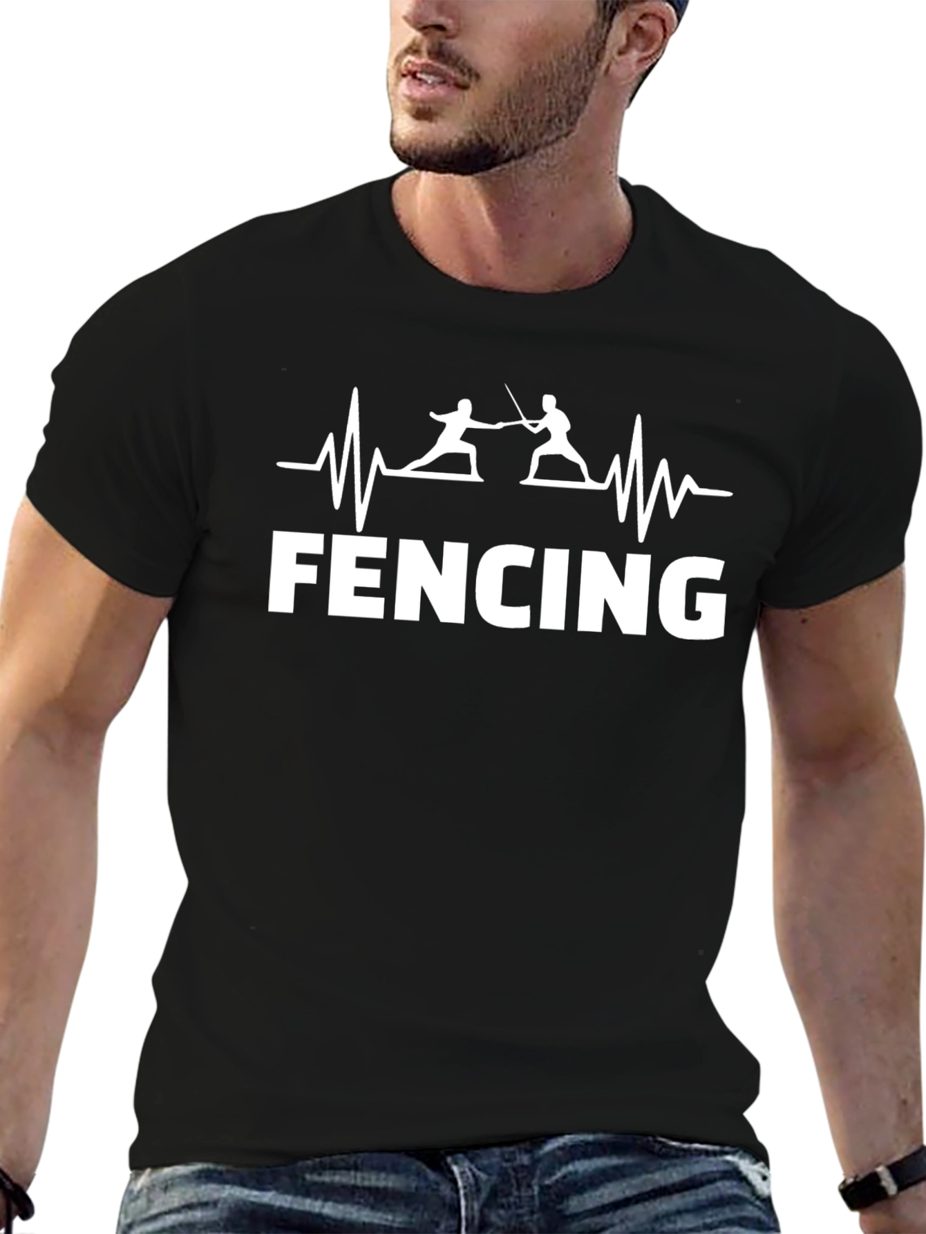 Fencing Heartbeat Graphic T-Shirt