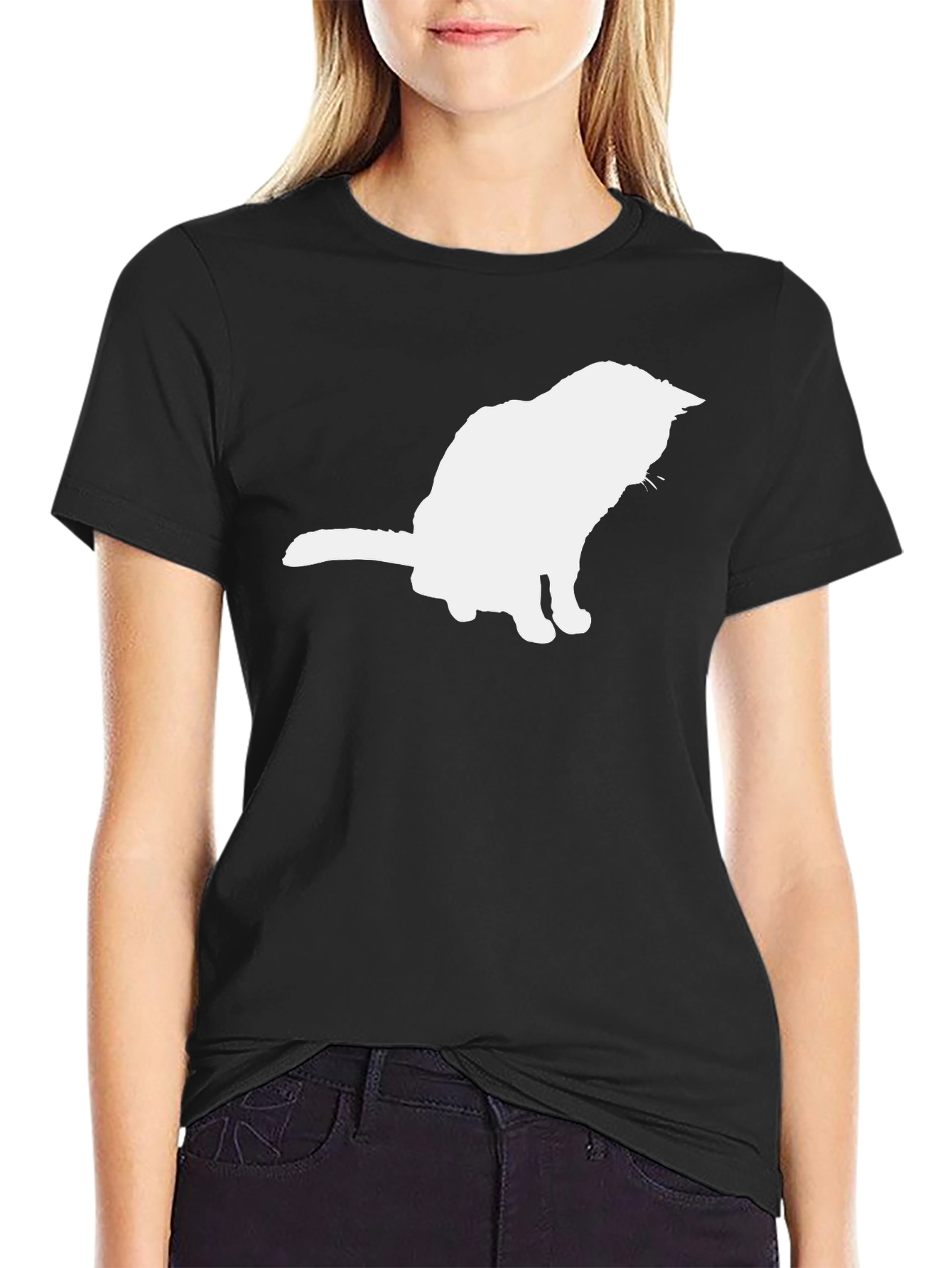 Cat Silhouette Black T-Shirt