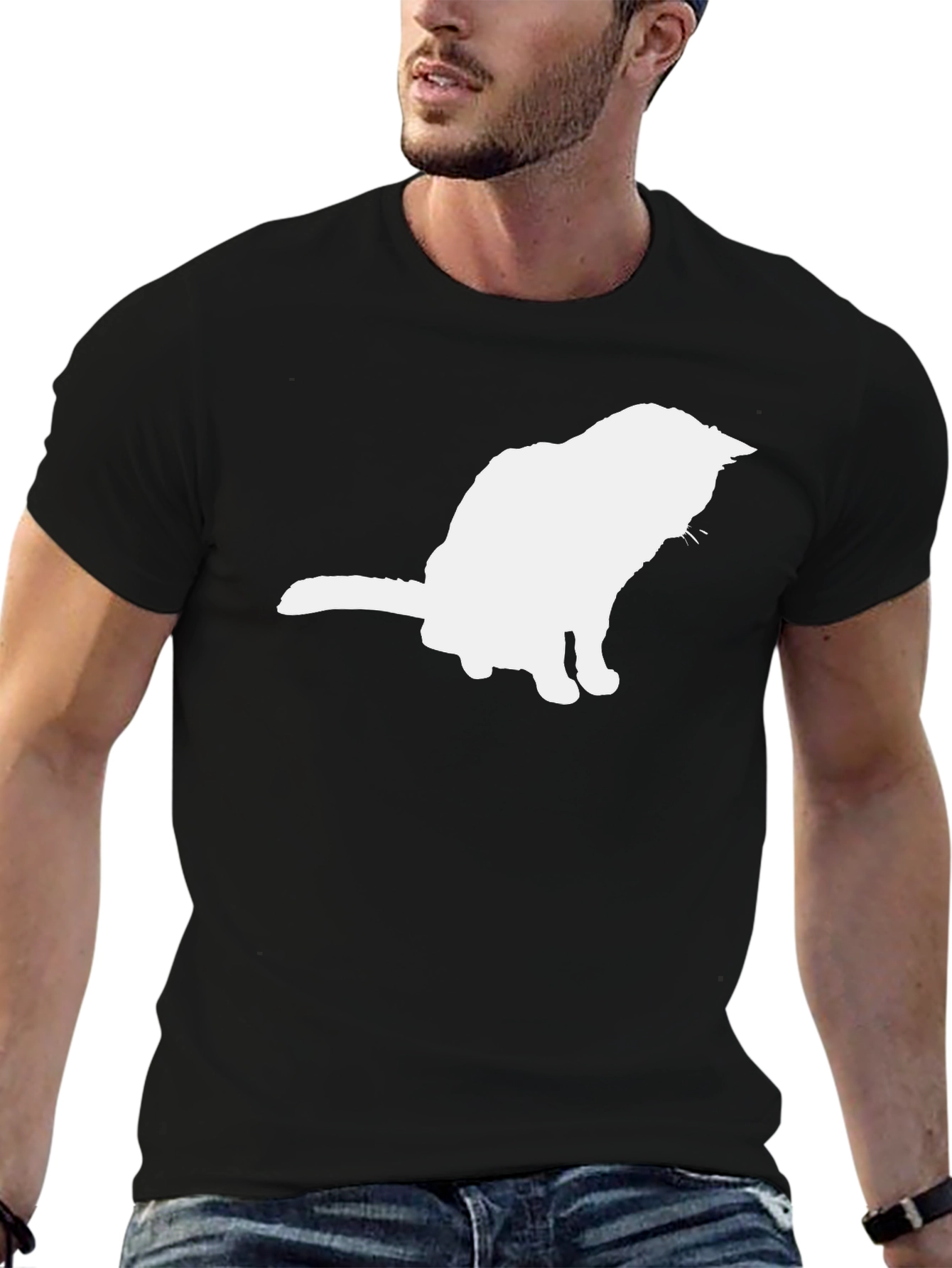Cat Silhouette Black T-Shirt