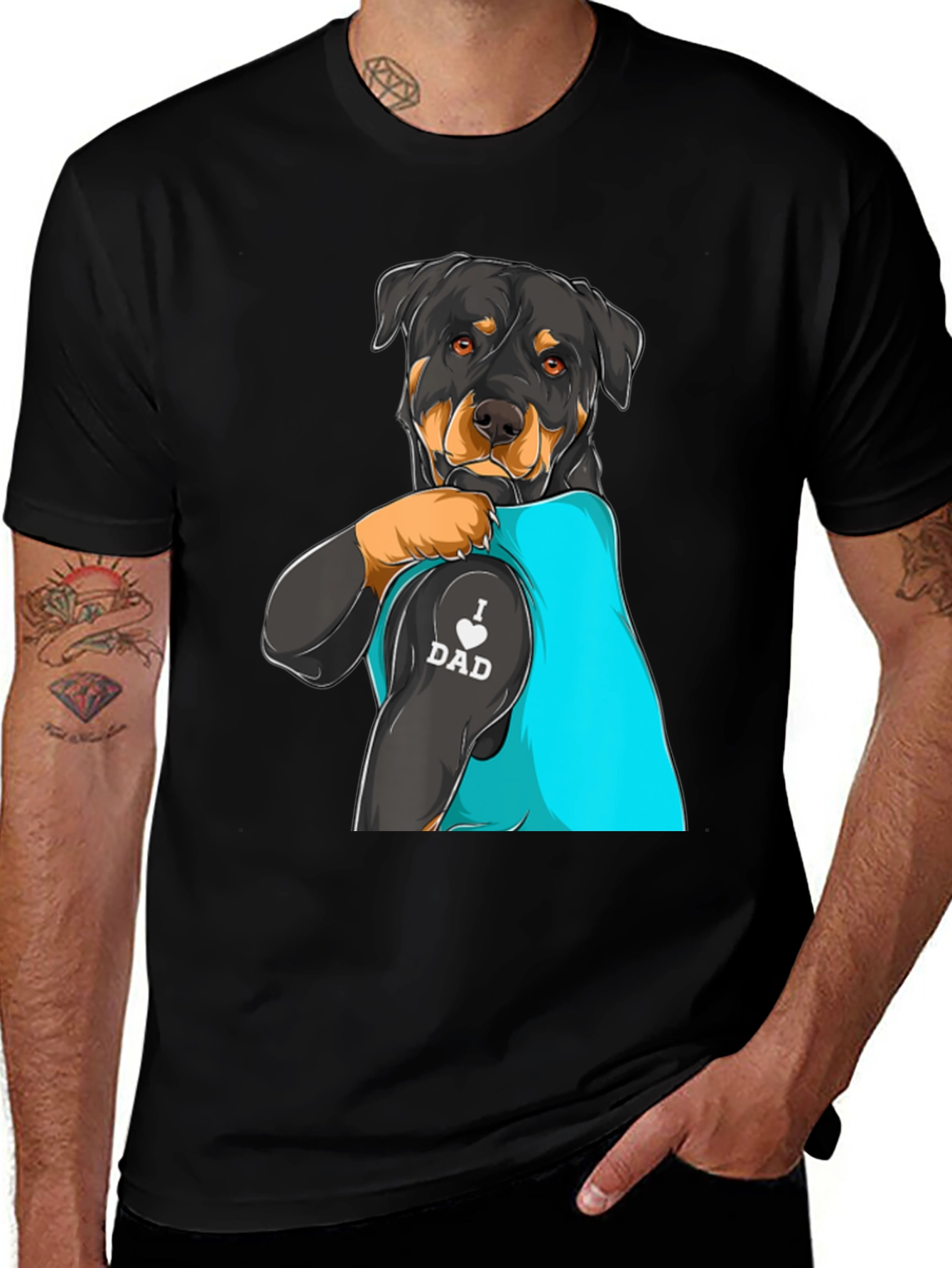 Rottweiler Dog Dad Tattoo T-Shirt