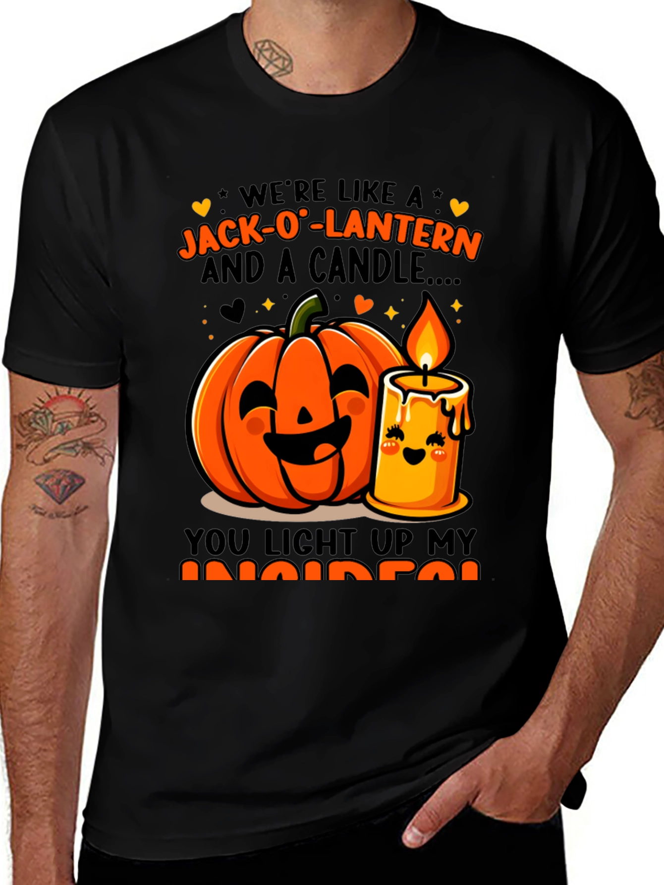 Jack-O-Lantern & Candle Halloween Graphic T-Shirt
