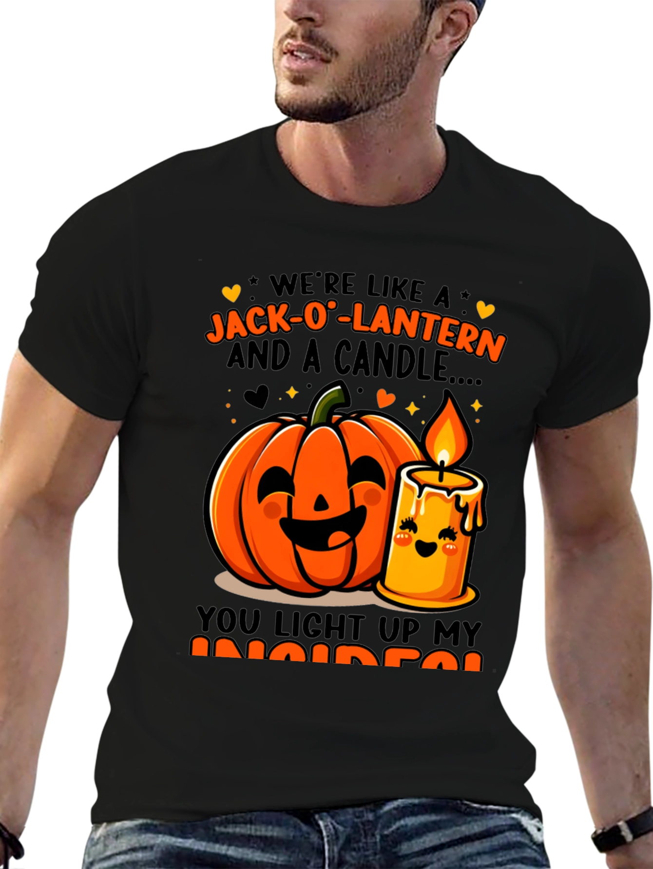 Jack-O-Lantern & Candle Halloween Graphic T-Shirt