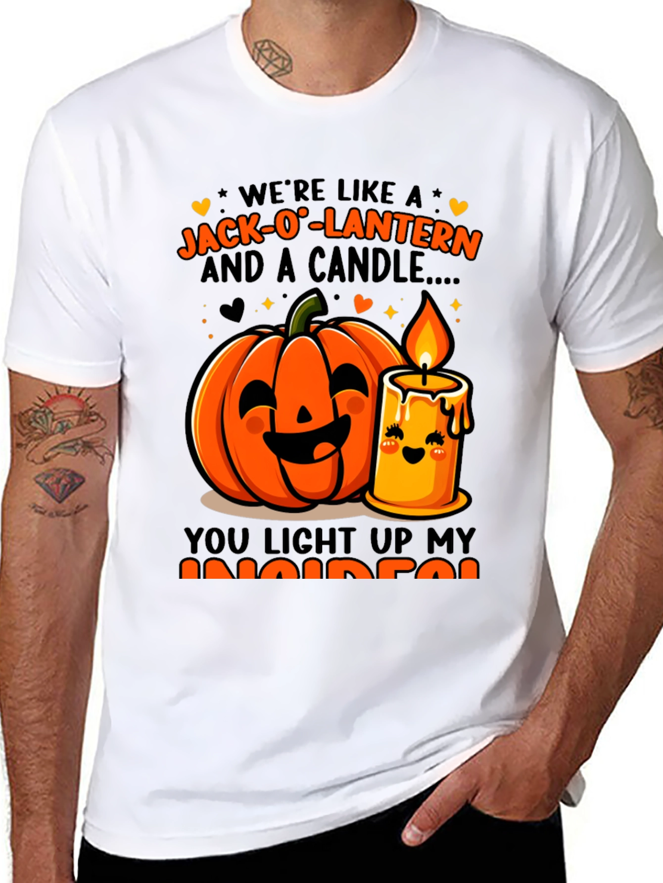 Jack-O-Lantern & Candle Halloween Graphic T-Shirt