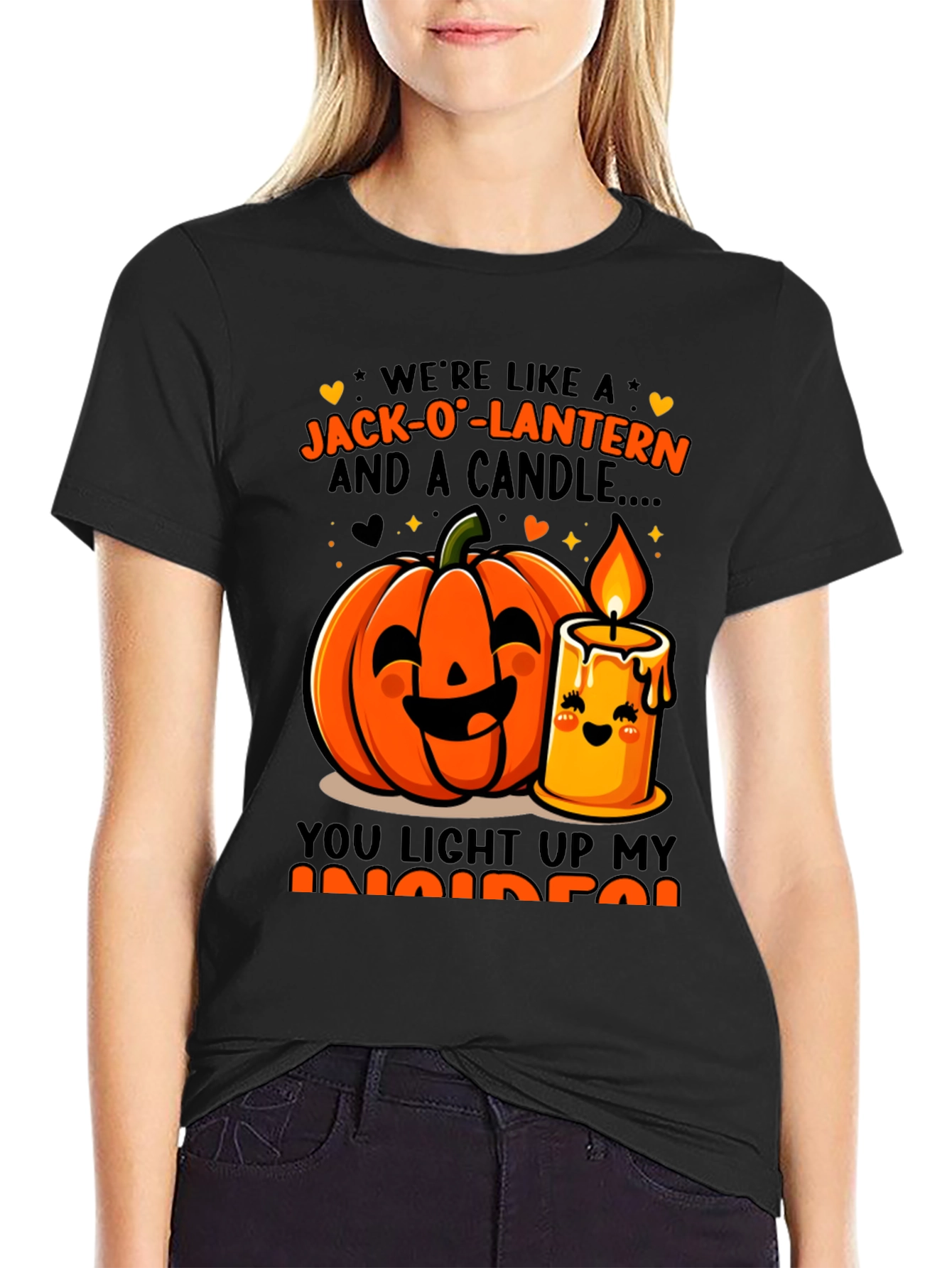 Jack-O-Lantern & Candle Halloween Graphic T-Shirt