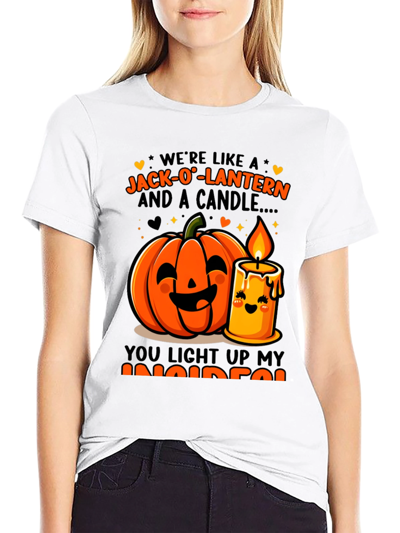 Jack-O-Lantern & Candle Halloween Graphic T-Shirt