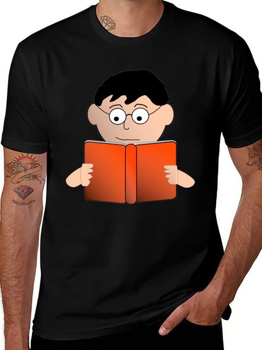 Cartoon Reader Black T-Shirt