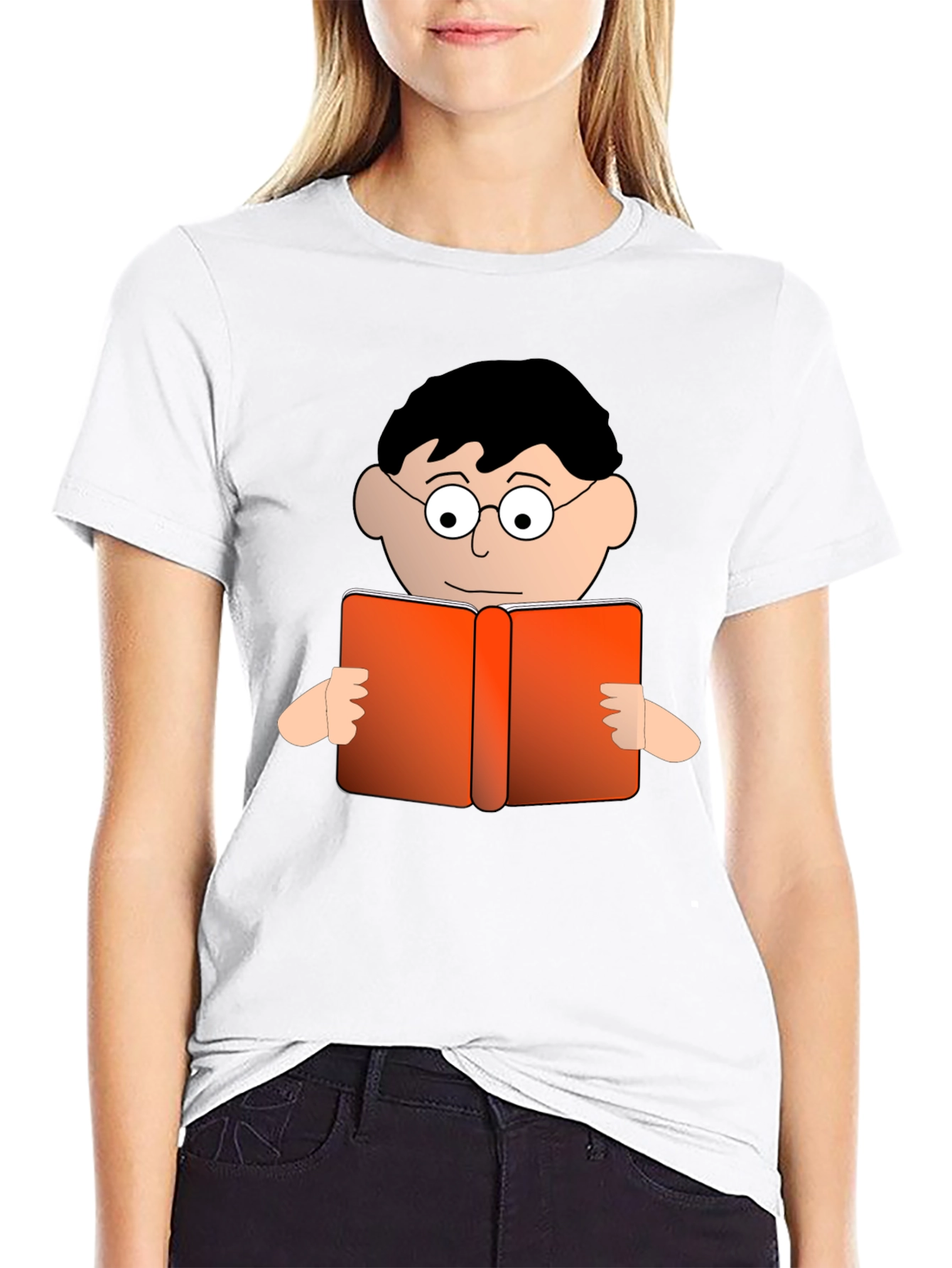 Cartoon Reader Black T-Shirt