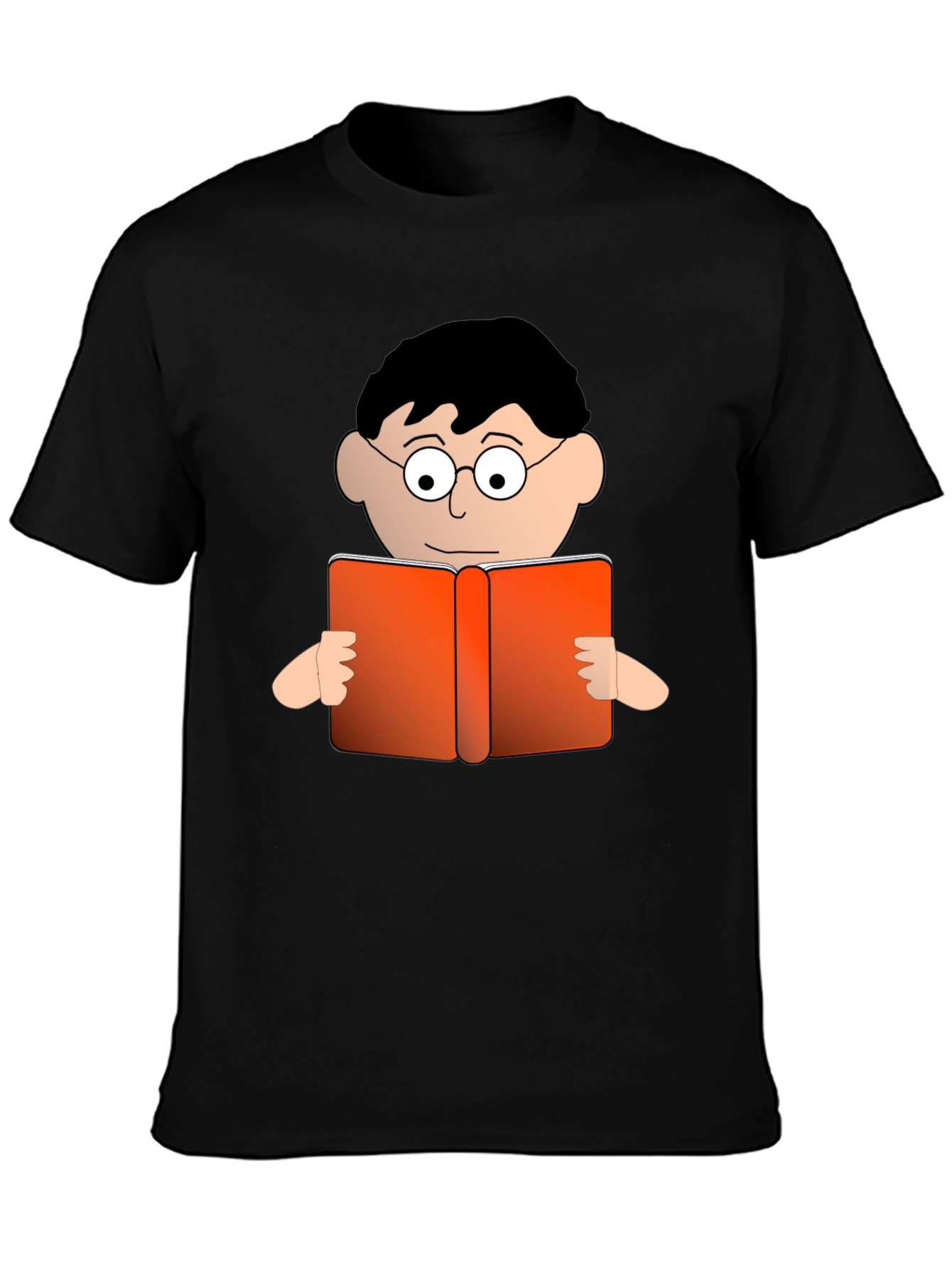 Cartoon Reader Black T-Shirt