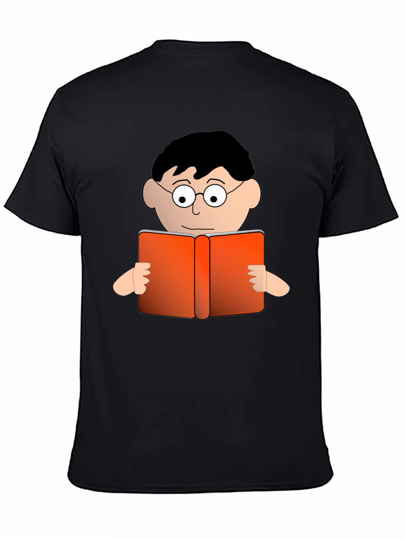 Cartoon Reader Black T-Shirt