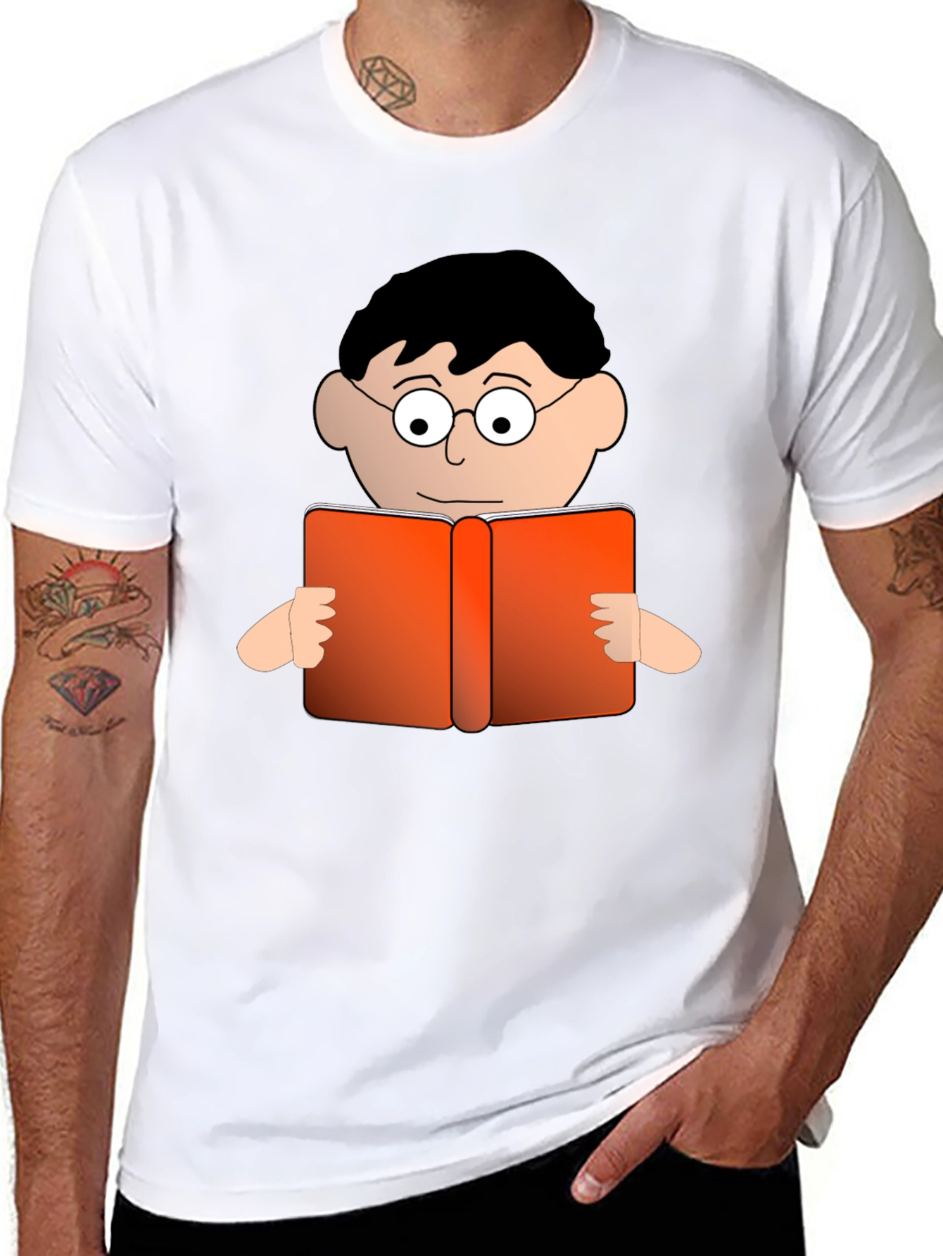 Cartoon Reader Black T-Shirt