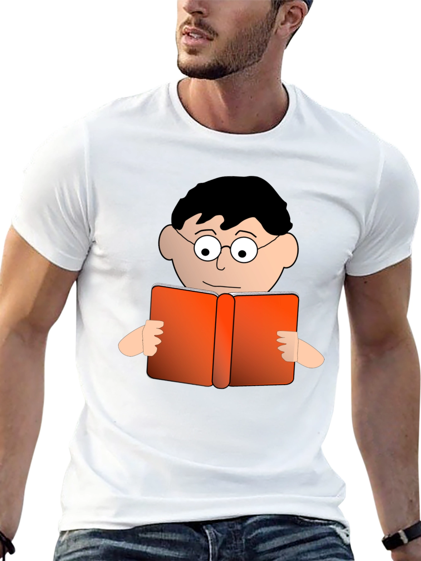 Cartoon Reader Black T-Shirt
