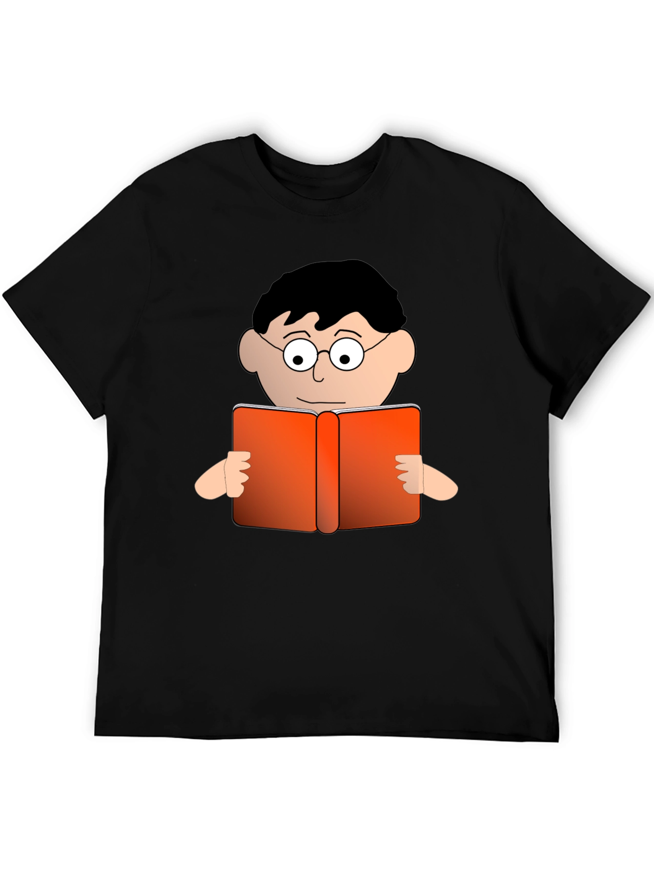 Cartoon Reader Black T-Shirt