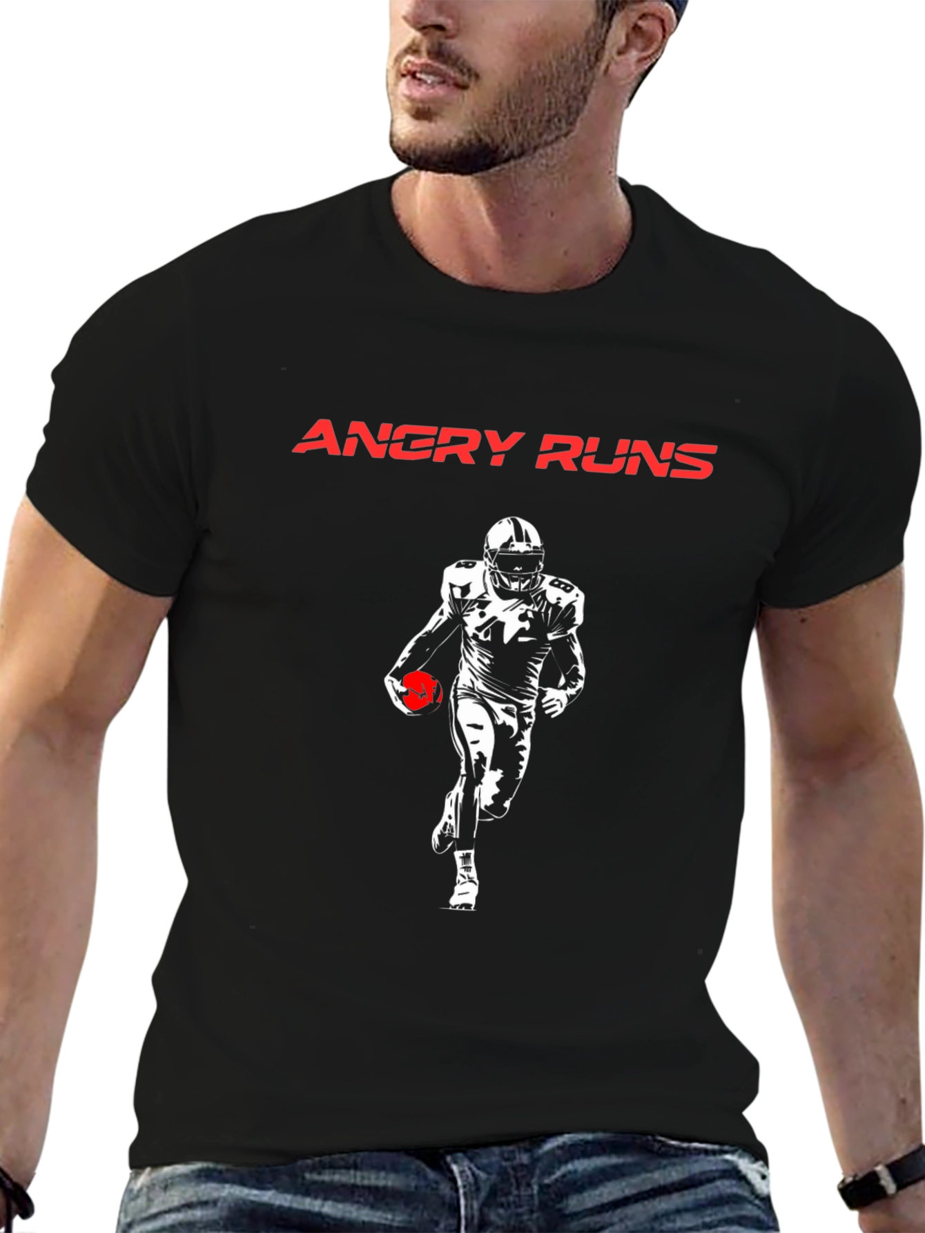 Angry Runs Football T-Shirt - Black