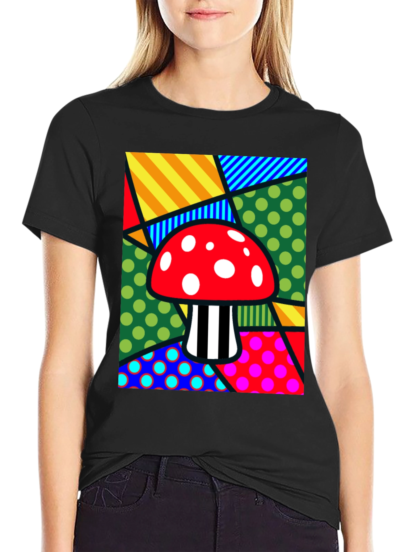 Funky Mushroom T-Shirt - Abstract Pop Art Design