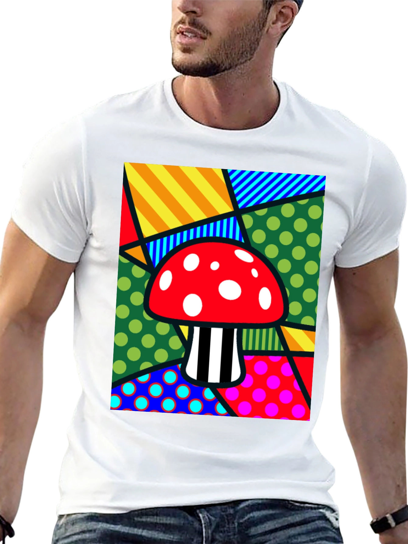 Funky Mushroom T-Shirt - Abstract Pop Art Design