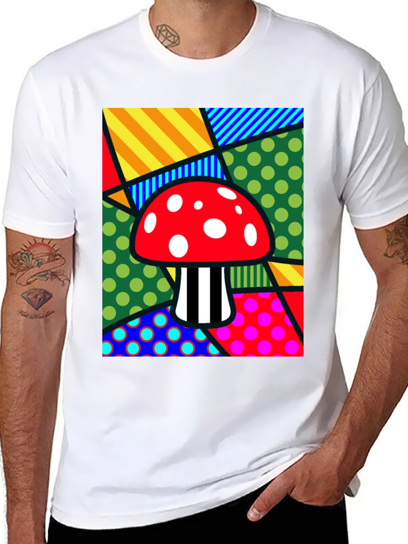 Funky Mushroom T-Shirt - Abstract Pop Art Design