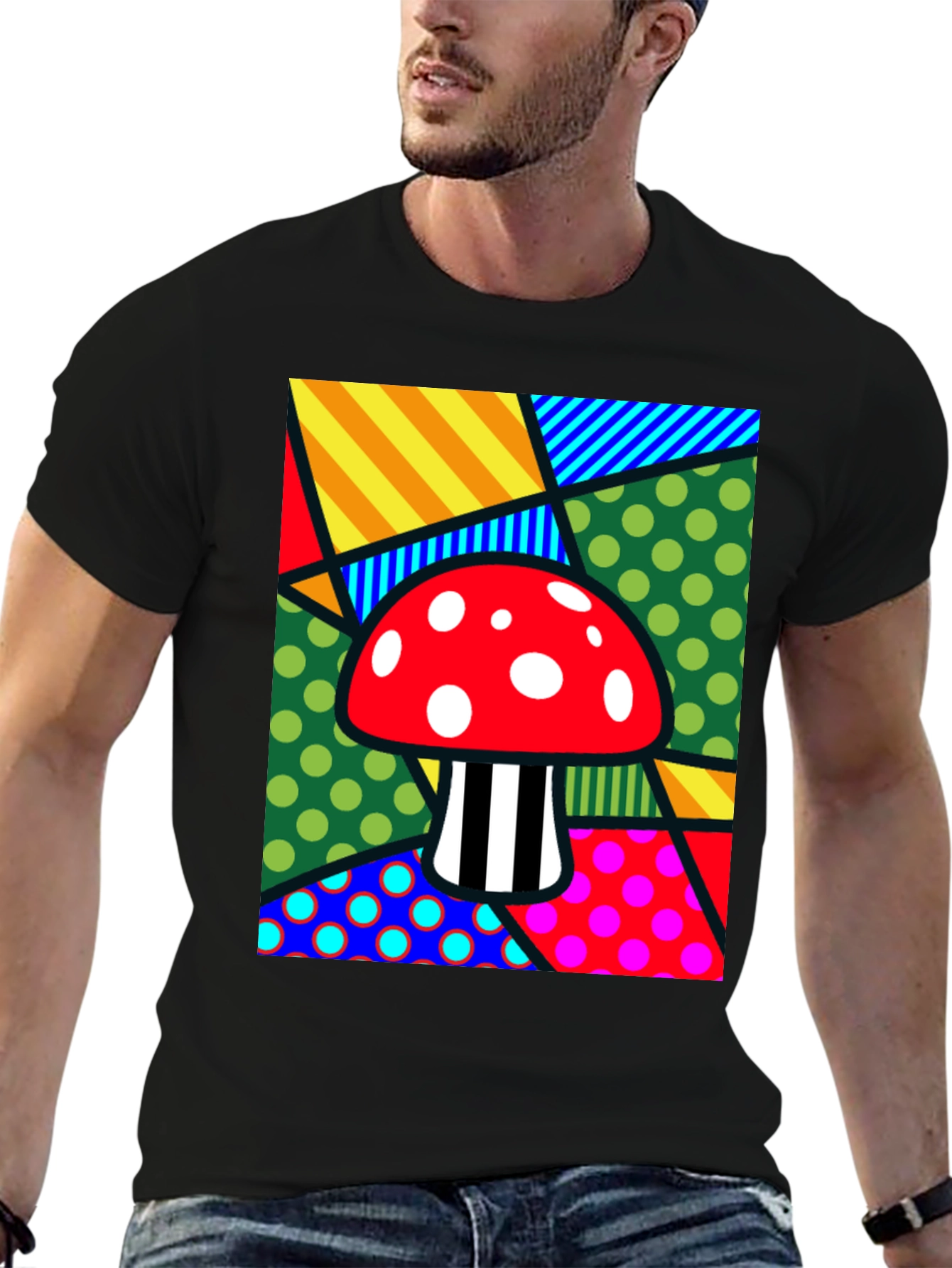 Funky Mushroom T-Shirt - Abstract Pop Art Design