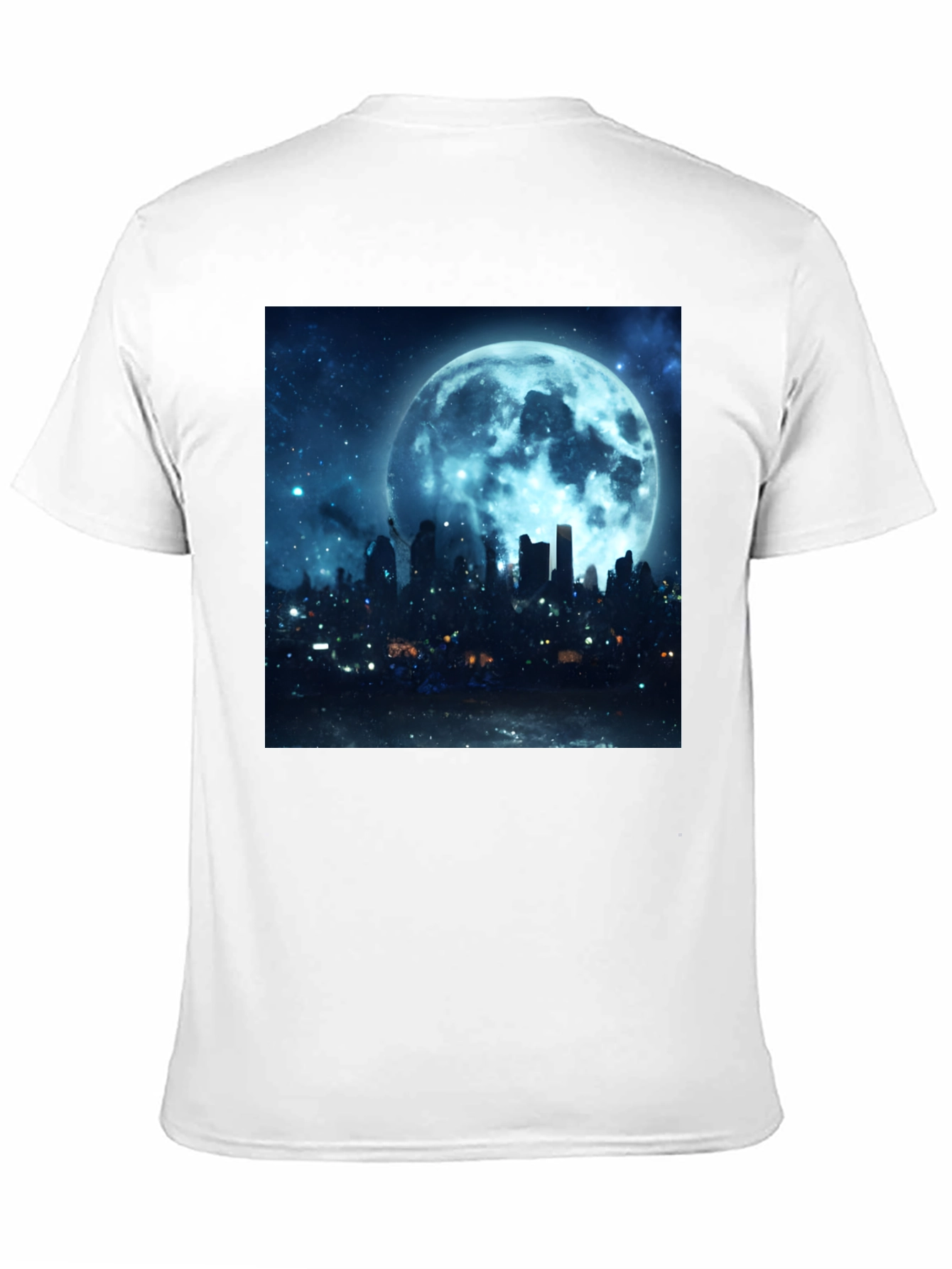 Moonlit Cityscape Graphic Tee - Black