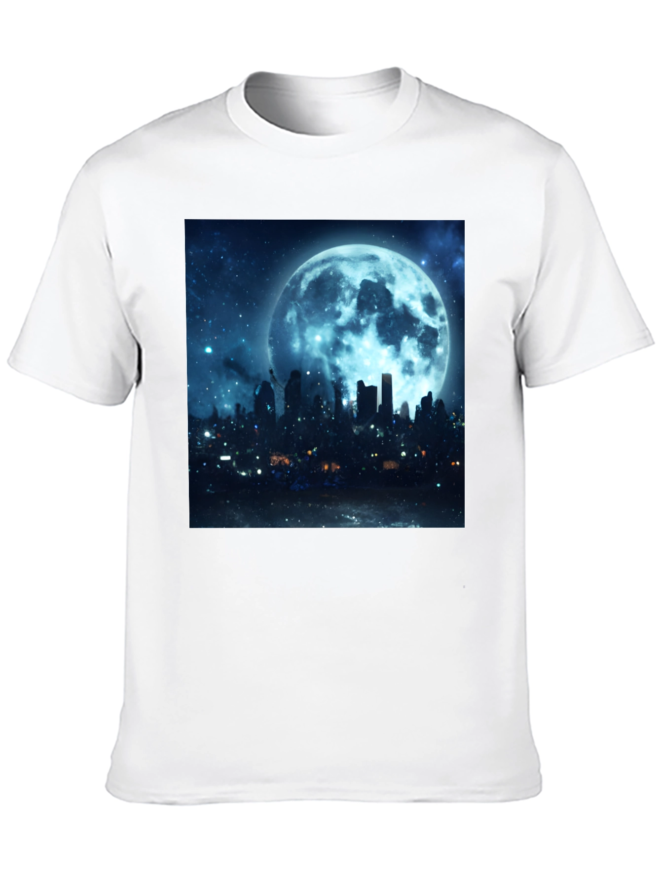 Moonlit Cityscape Graphic Tee - Black
