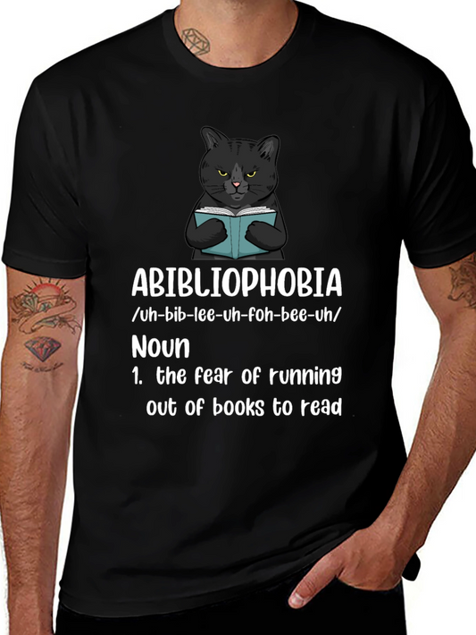 Abibliophobia Cat T-Shirt - Fear of Running Out of Books!
