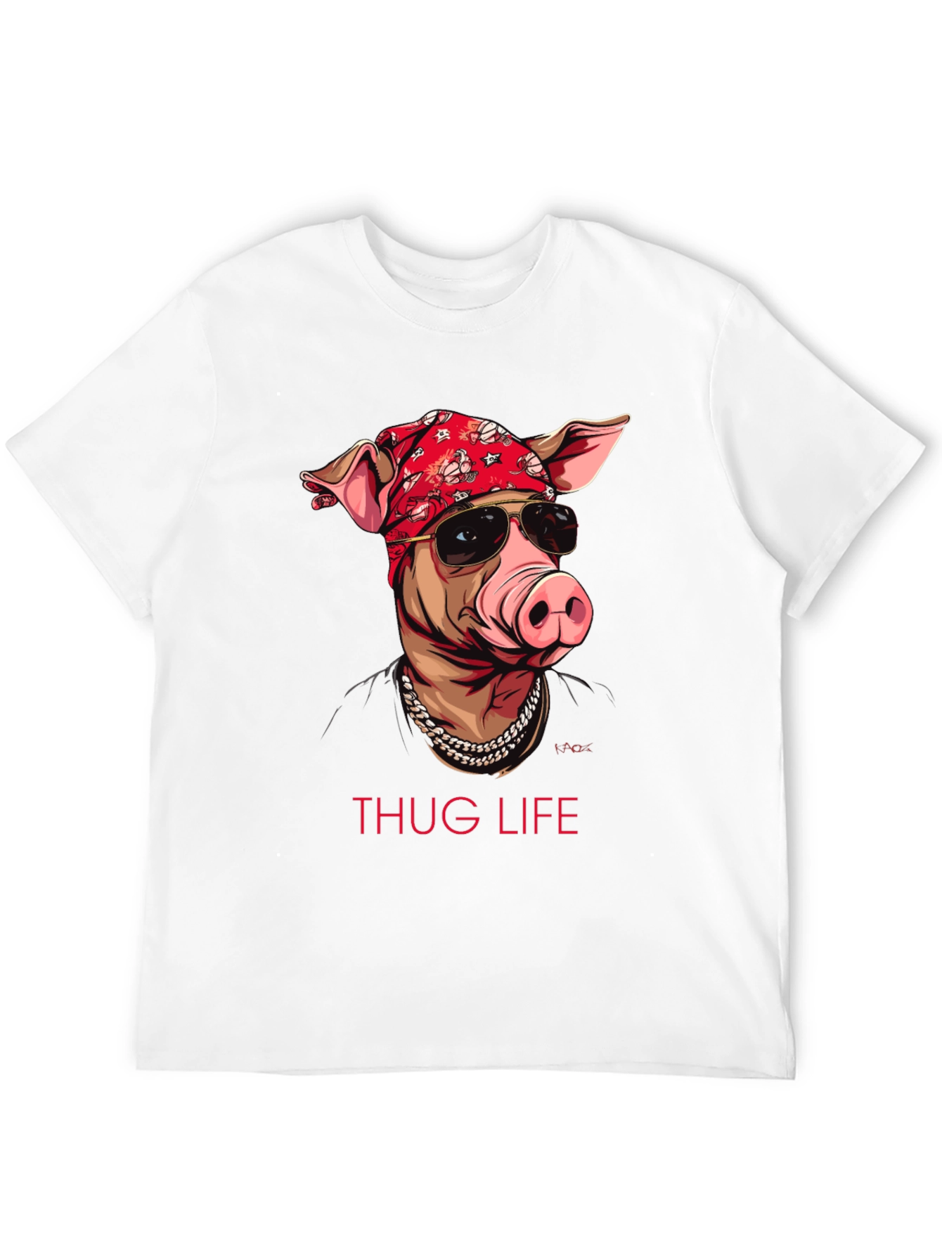 Thug Life Pig Graphic T-Shirt - Black