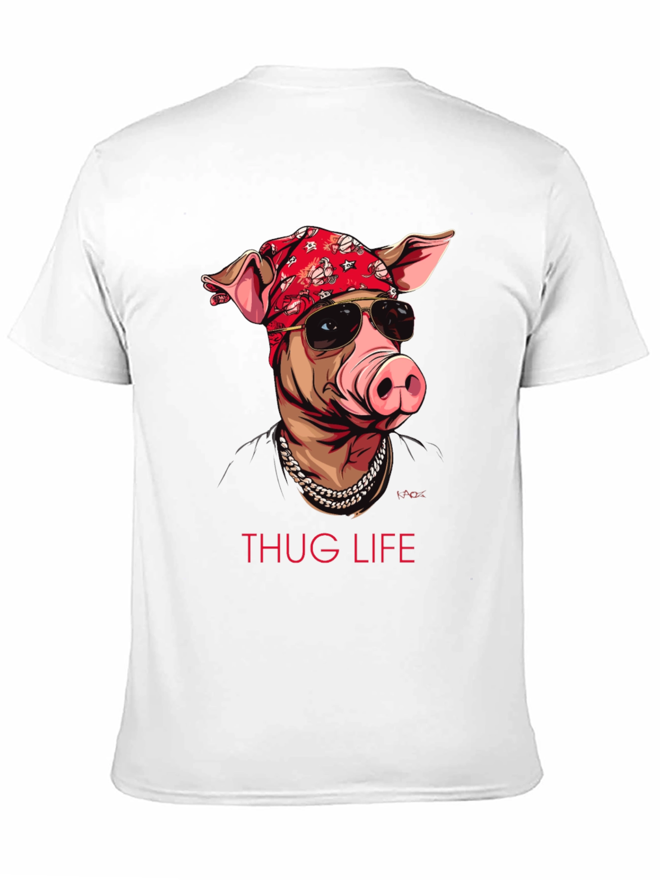 Thug Life Pig Graphic T-Shirt - Black