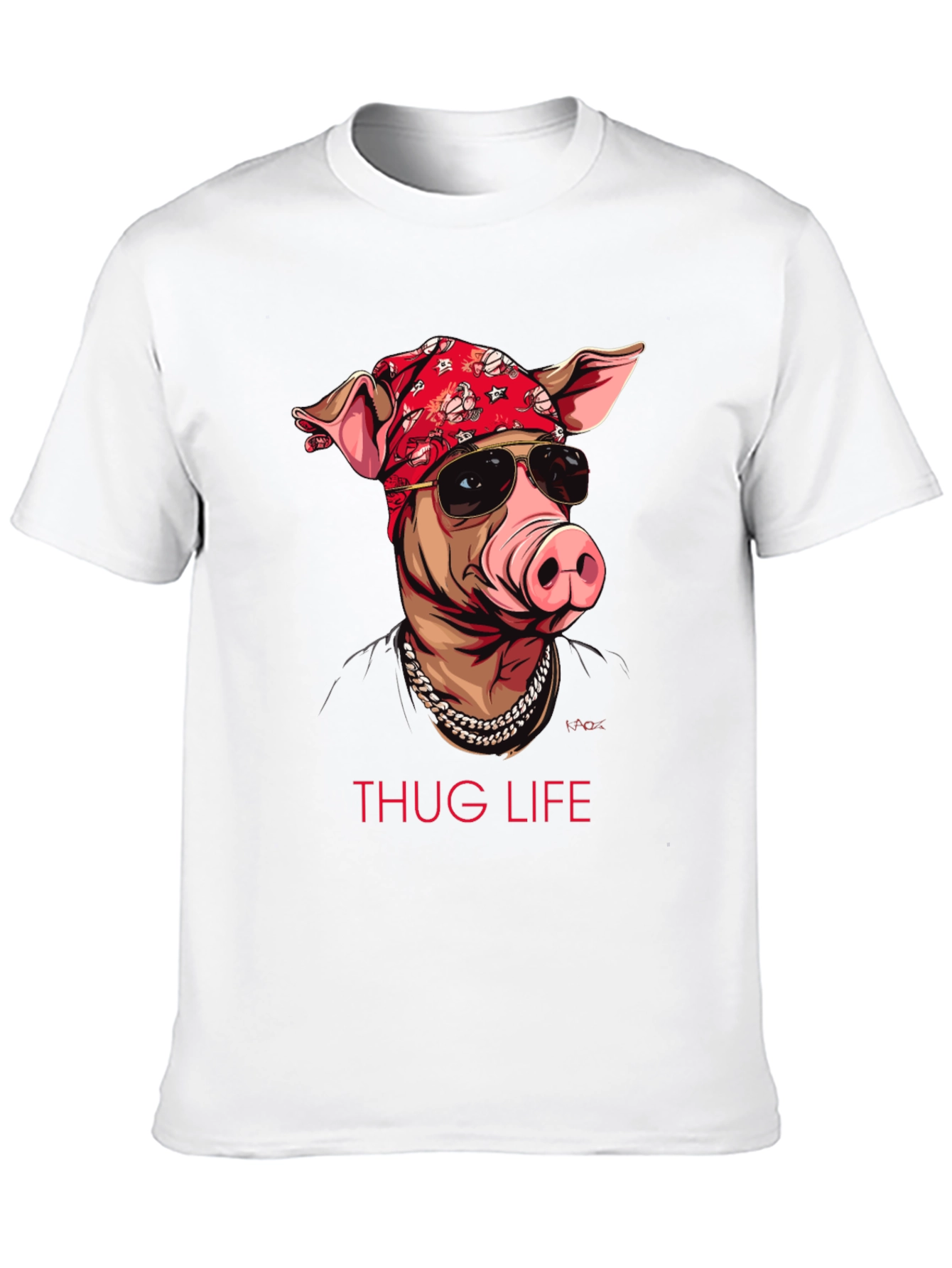 Thug Life Pig Graphic T-Shirt - Black