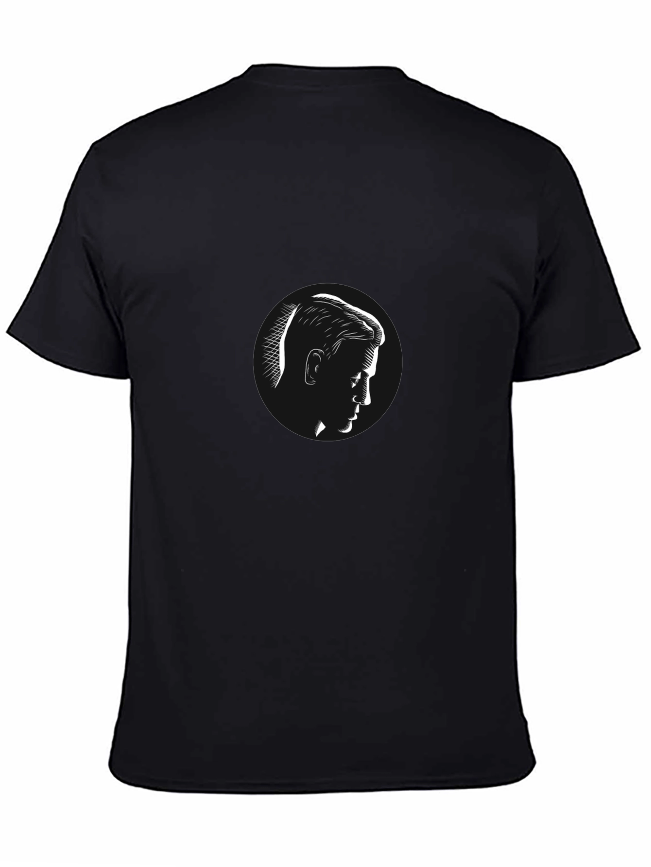 Mens Black T-Shirt with Portrait Graphic