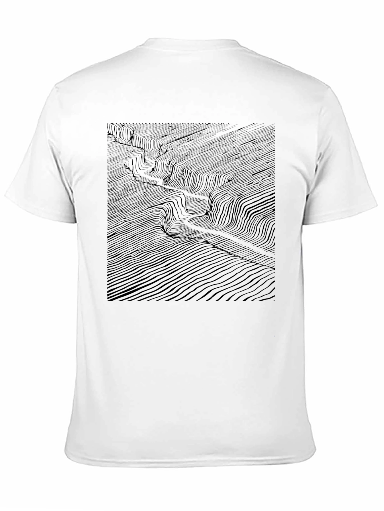 Abstract Topographic Lines T-Shirt - Black