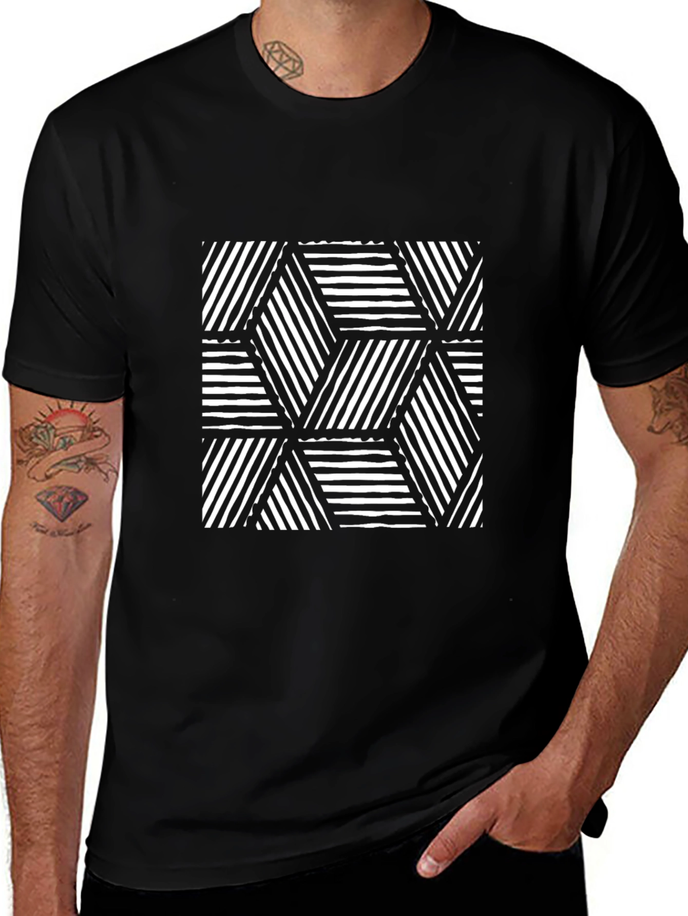 Geometric Pattern Tee - Black